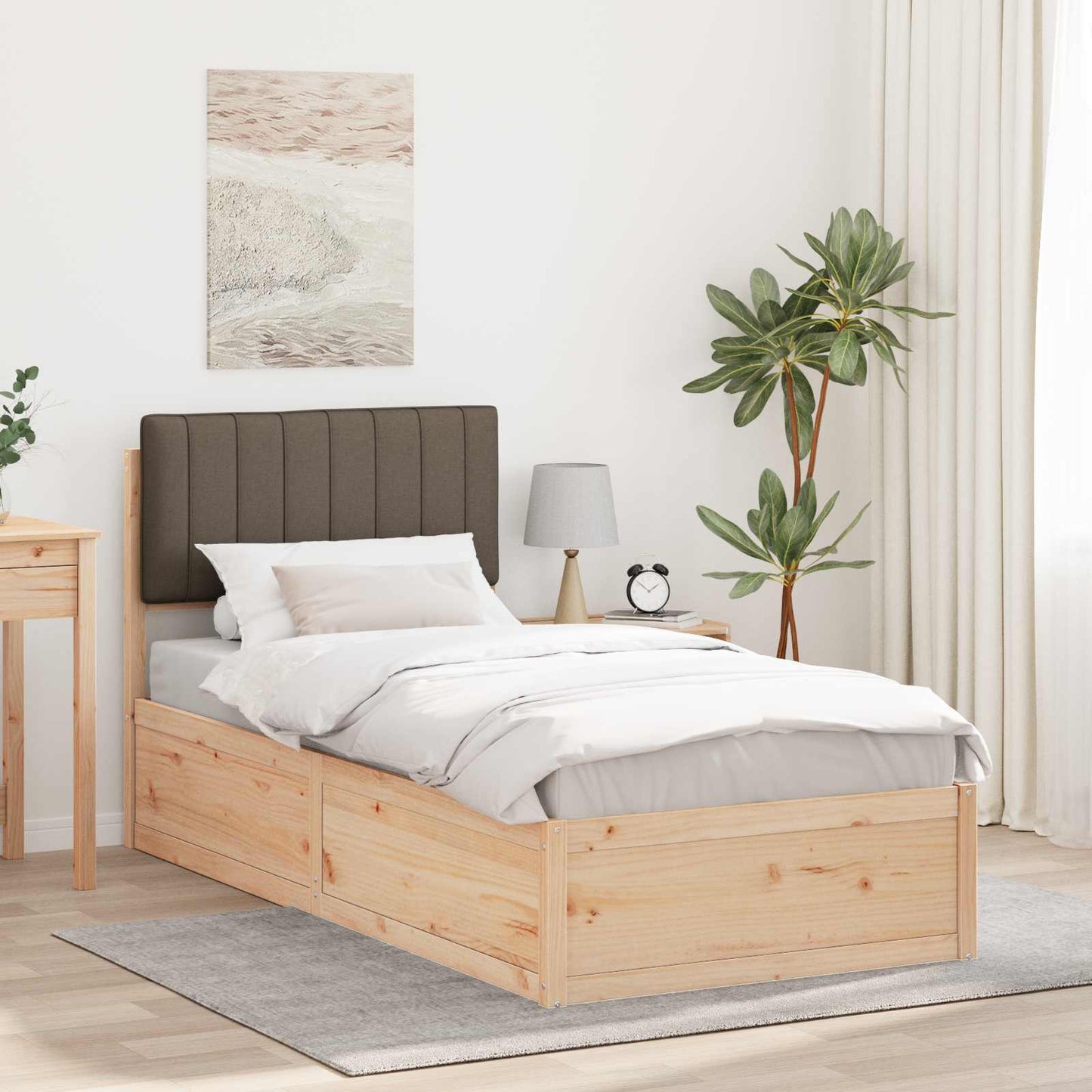 Bedframe met Gevoerd Hoofdgedeelte Taupe 90 x 200 cm is nu te koop bij PeponiXL, paradijselijk wonen!