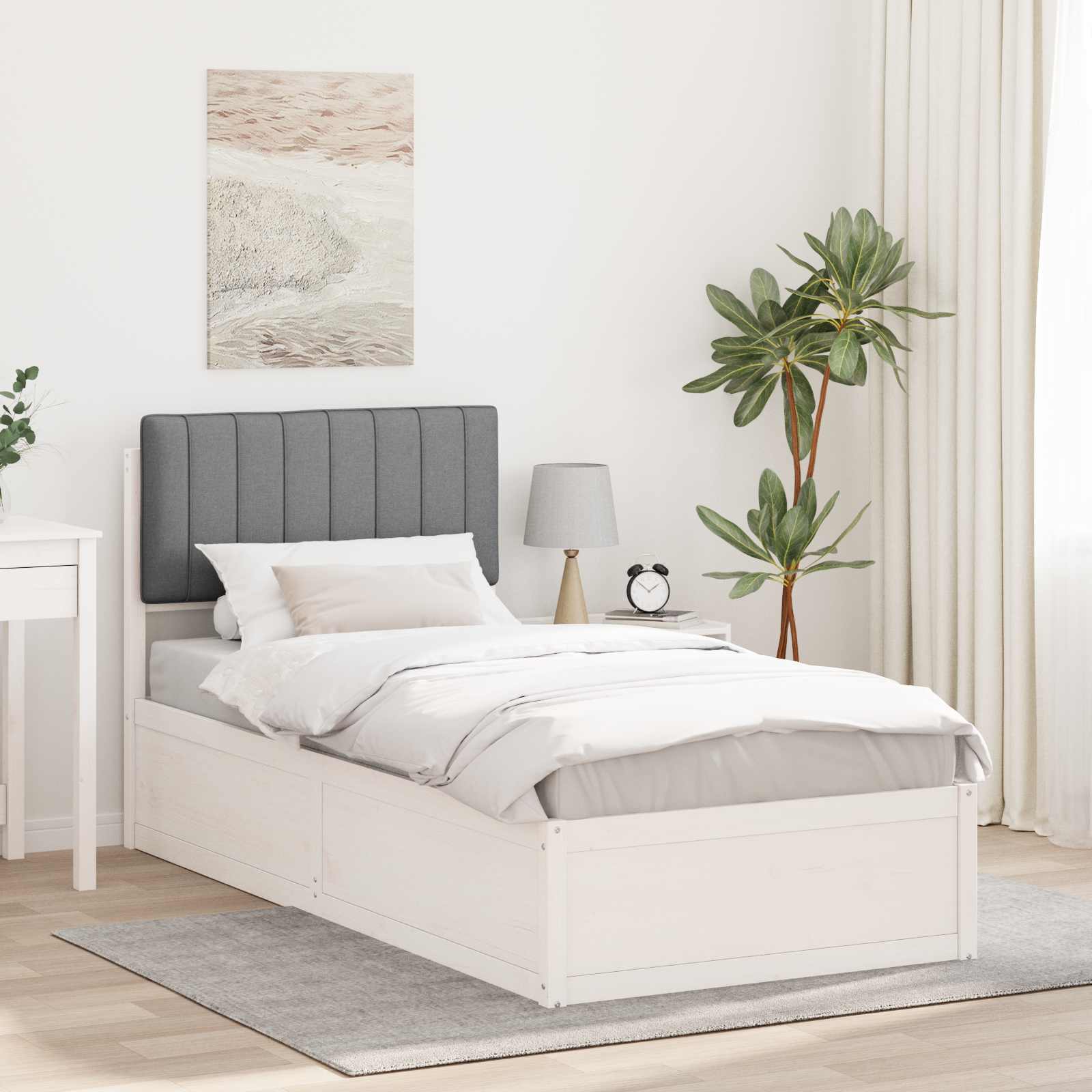 Bedframe met Gevoerd Hoofdgedeelte Lichtgrijs 90 x 200 cm is nu te koop bij PeponiXL, paradijselijk wonen!