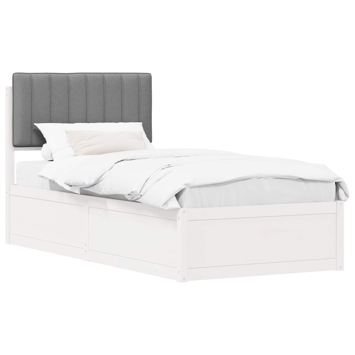 Bedframe met Gevoerd Hoofdgedeelte Lichtgrijs 90 x 200 cm is nu te koop bij PeponiXL, paradijselijk wonen!