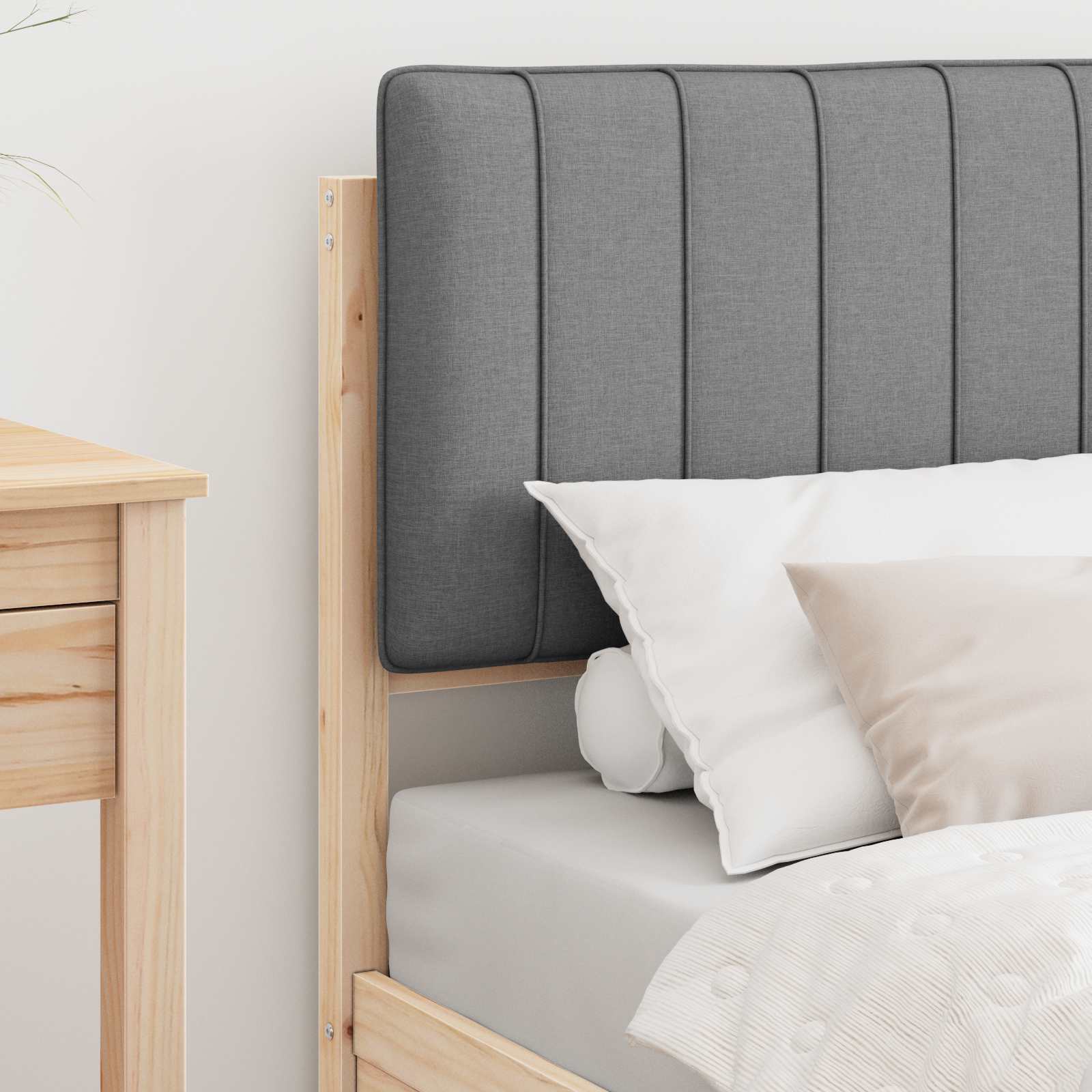 Bedframe met Gevoerd Hoofdgedeelte Lichtgrijs 80 x 200 cm is nu te koop bij PeponiXL, paradijselijk wonen!