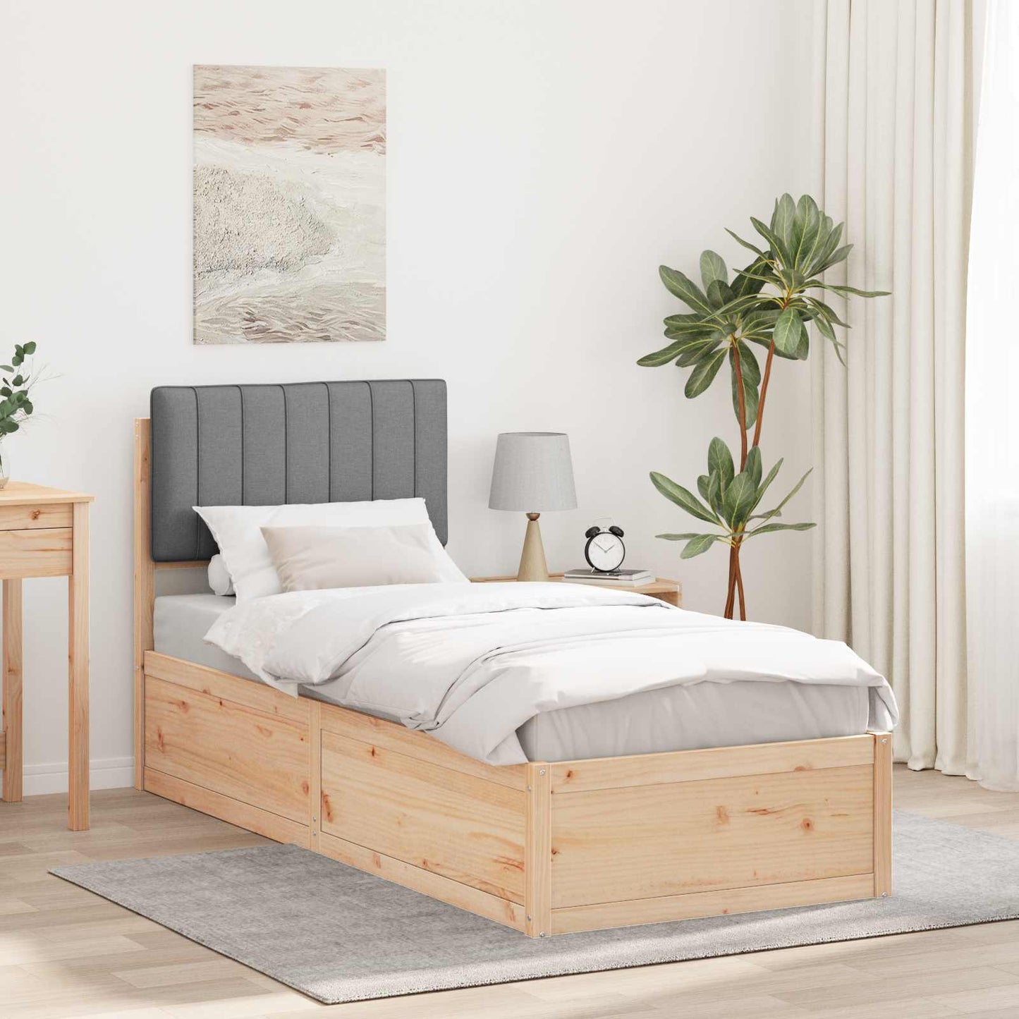 Bedframe met Gevoerd Hoofdgedeelte Lichtgrijs 80 x 200 cm is nu te koop bij PeponiXL, paradijselijk wonen!