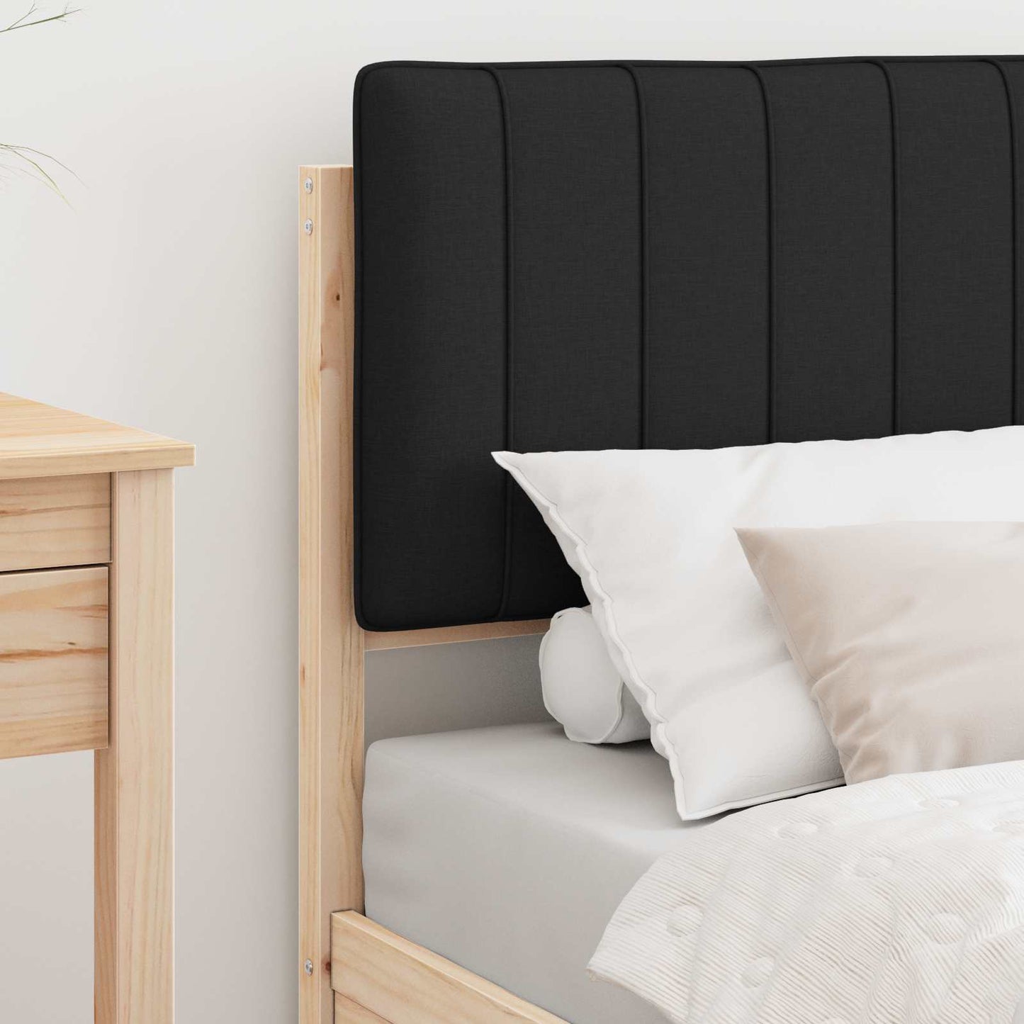 Bedframe met Gevoerd Hoofdgedeelte Zwart 80 x 200 cm is nu te koop bij PeponiXL, paradijselijk wonen!