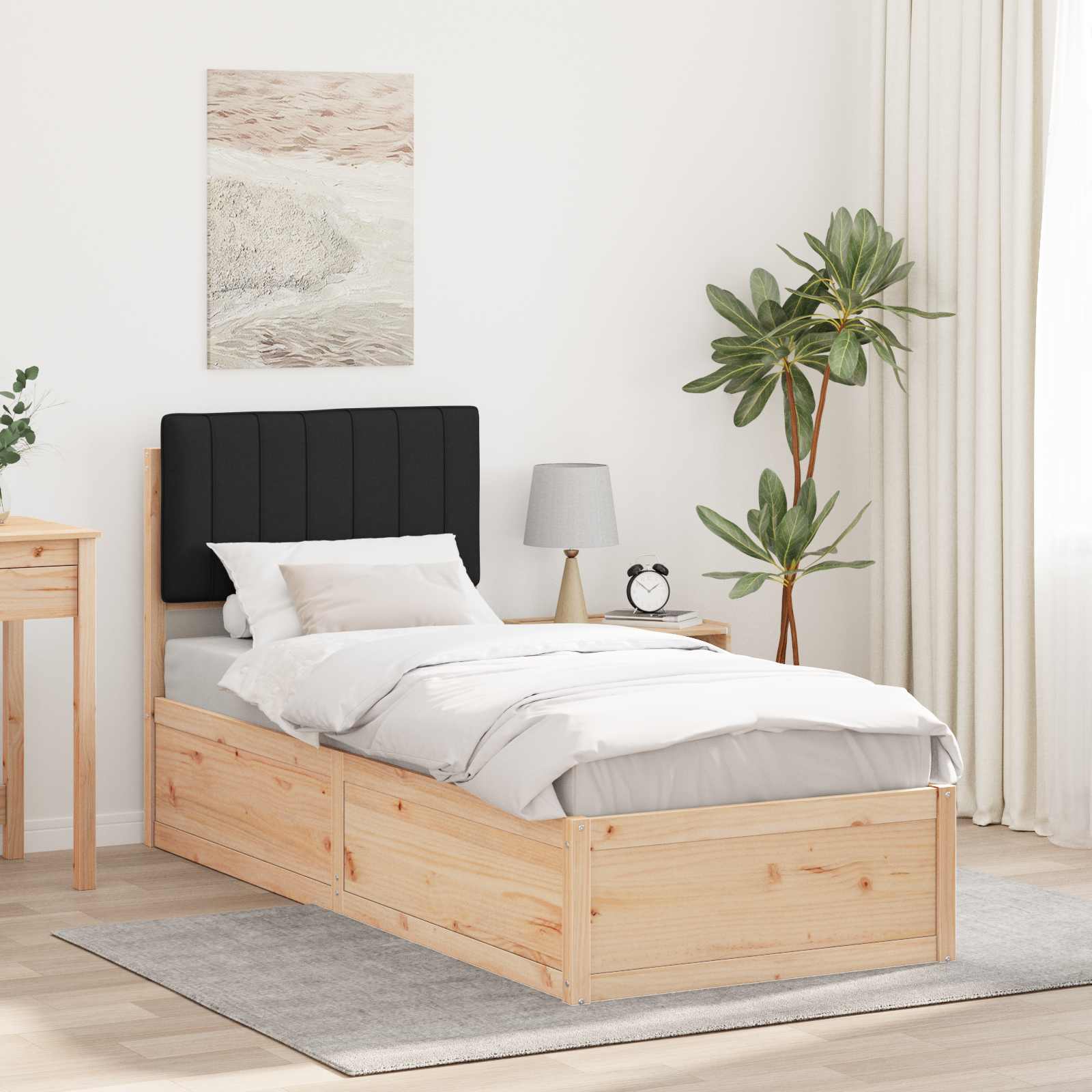 Bedframe met Gevoerd Hoofdgedeelte Zwart 80 x 200 cm is nu te koop bij PeponiXL, paradijselijk wonen!
