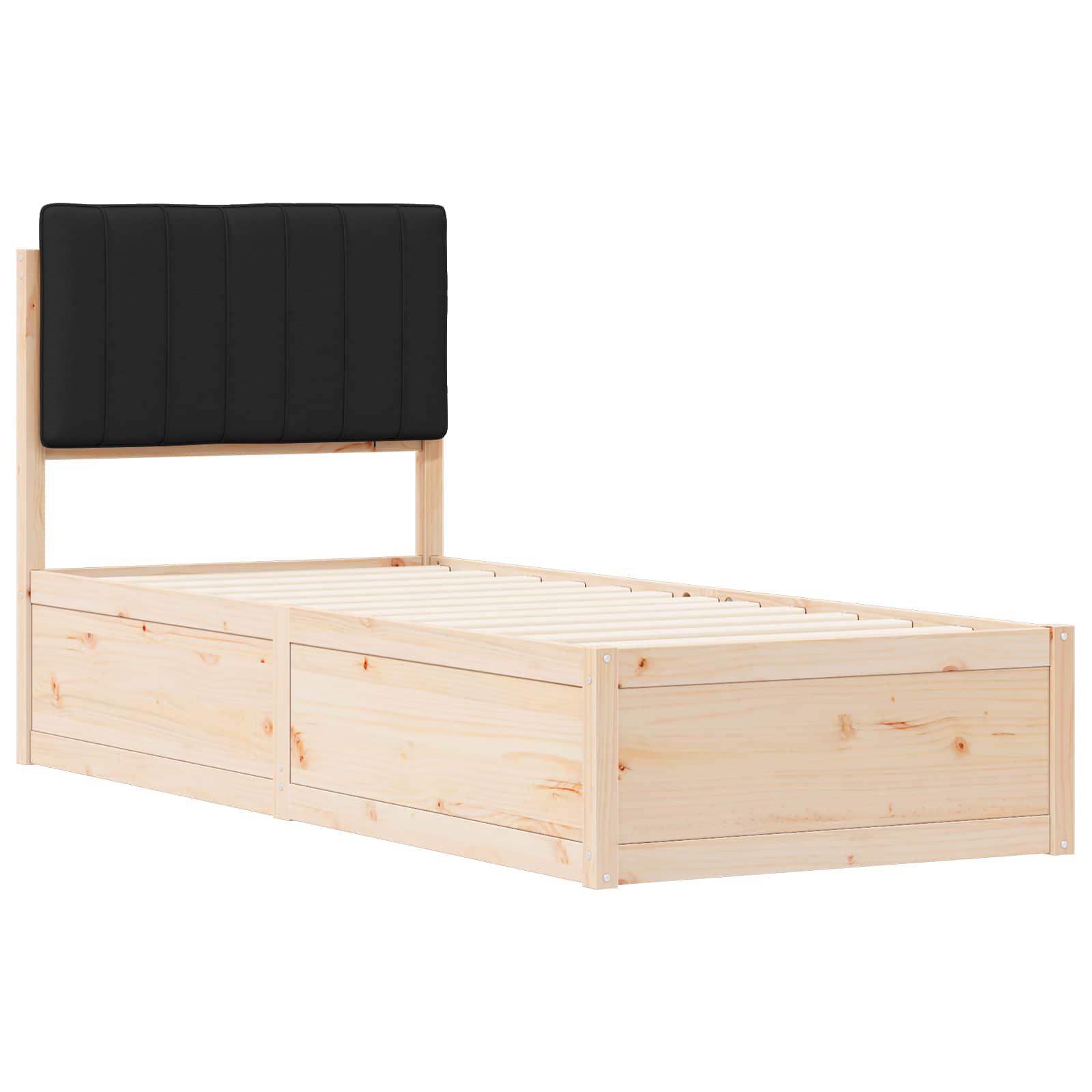 Bedframe met Gevoerd Hoofdgedeelte Zwart 80 x 200 cm is nu te koop bij PeponiXL, paradijselijk wonen!
