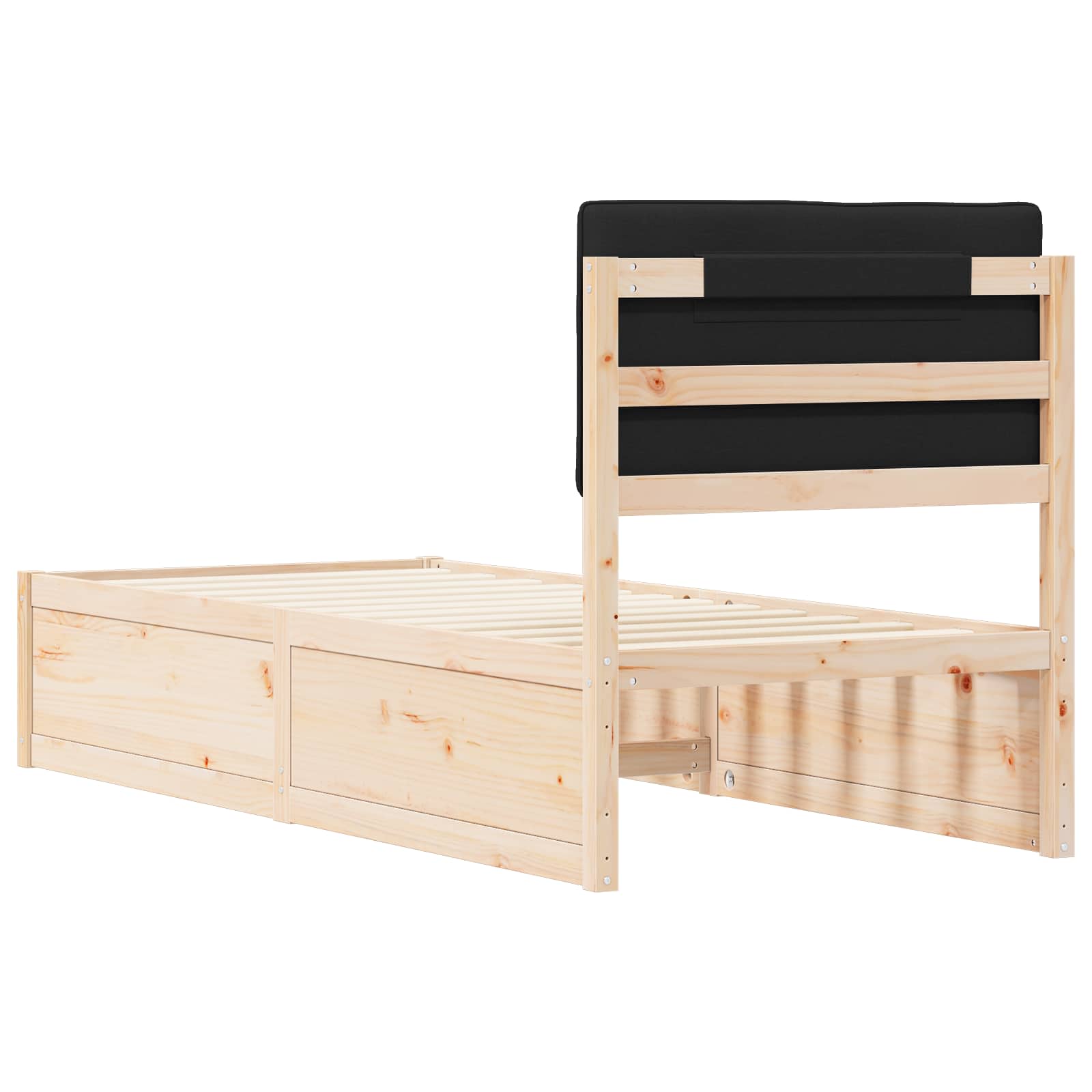 Bedframe met Gevoerd Hoofdgedeelte Zwart 80 x 200 cm is nu te koop bij PeponiXL, paradijselijk wonen!