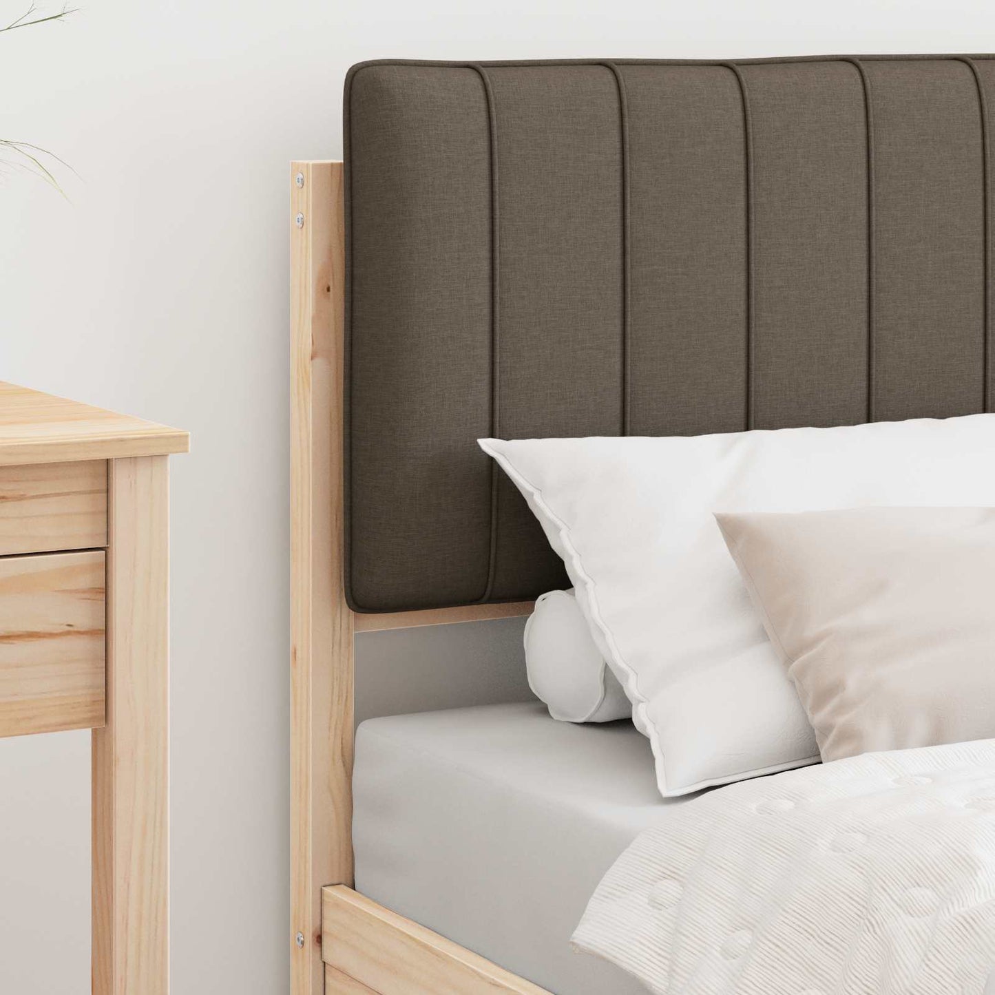Bedframe met Gevoerd Hoofdgedeelte Taupe 80 x 200 cm is nu te koop bij PeponiXL, paradijselijk wonen!