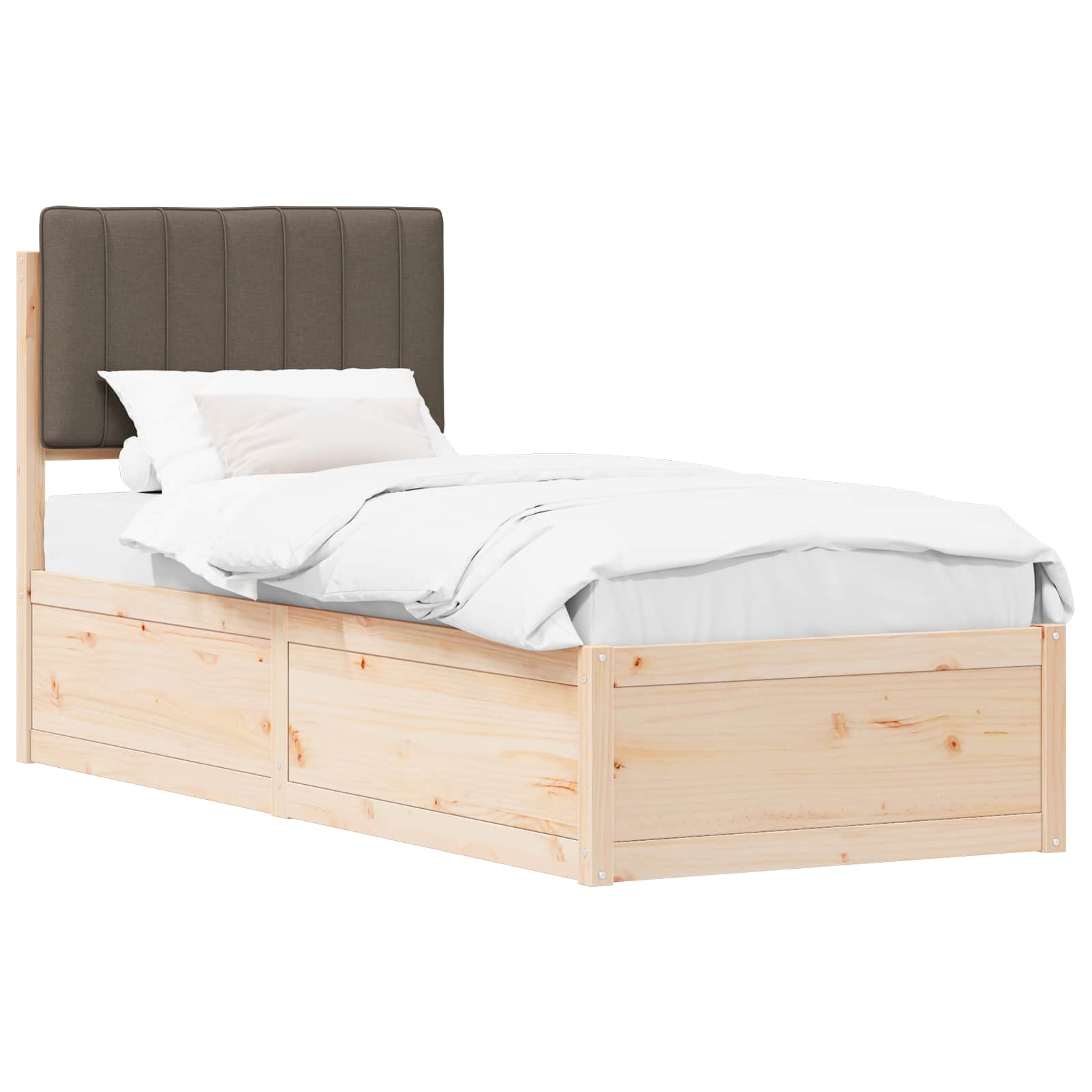 Bedframe met Gevoerd Hoofdgedeelte Taupe 80 x 200 cm is nu te koop bij PeponiXL, paradijselijk wonen!