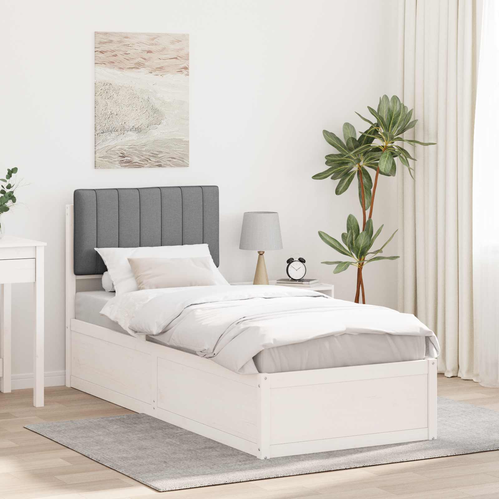 Bedframe met Gevoerd Hoofdgedeelte Lichtgrijs 80 x 200 cm is nu te koop bij PeponiXL, paradijselijk wonen!