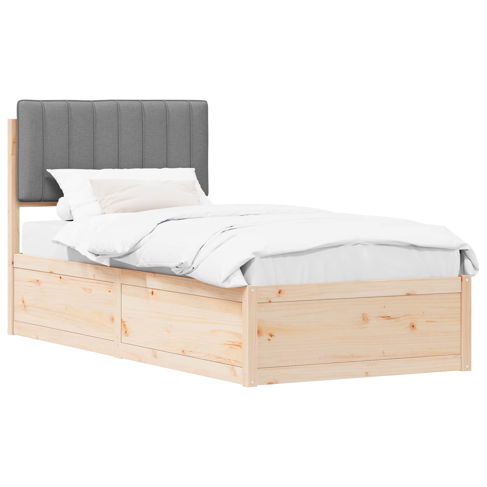 Bedframe met Gevoerd Hoofdgedeelte Lichtgrijs 90 x 190 cm is nu te koop bij PeponiXL, paradijselijk wonen!