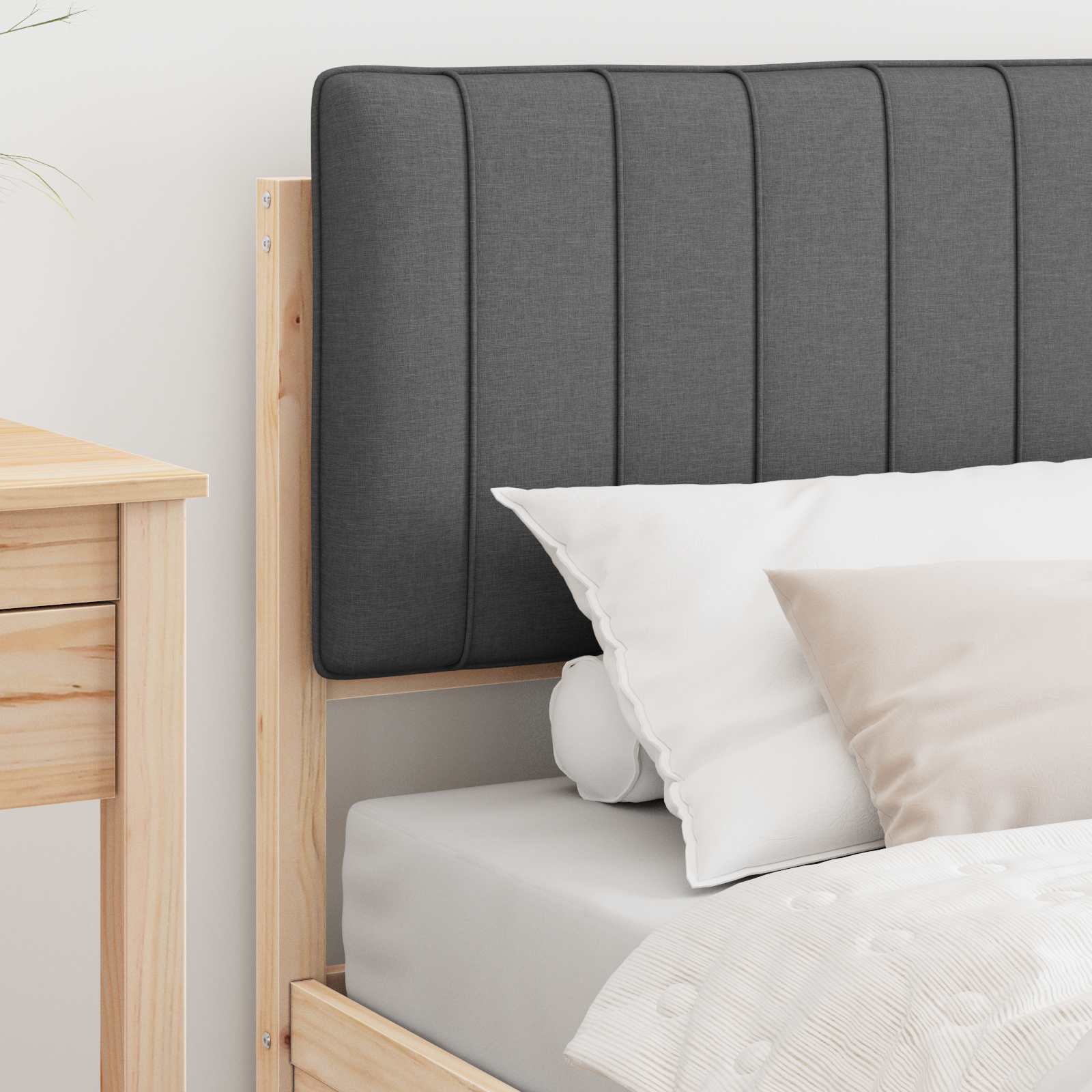 Bedframe met Gevoerd Hoofdgedeelte Donkergrijs 90 x 190 cm is nu te koop bij PeponiXL, paradijselijk wonen!