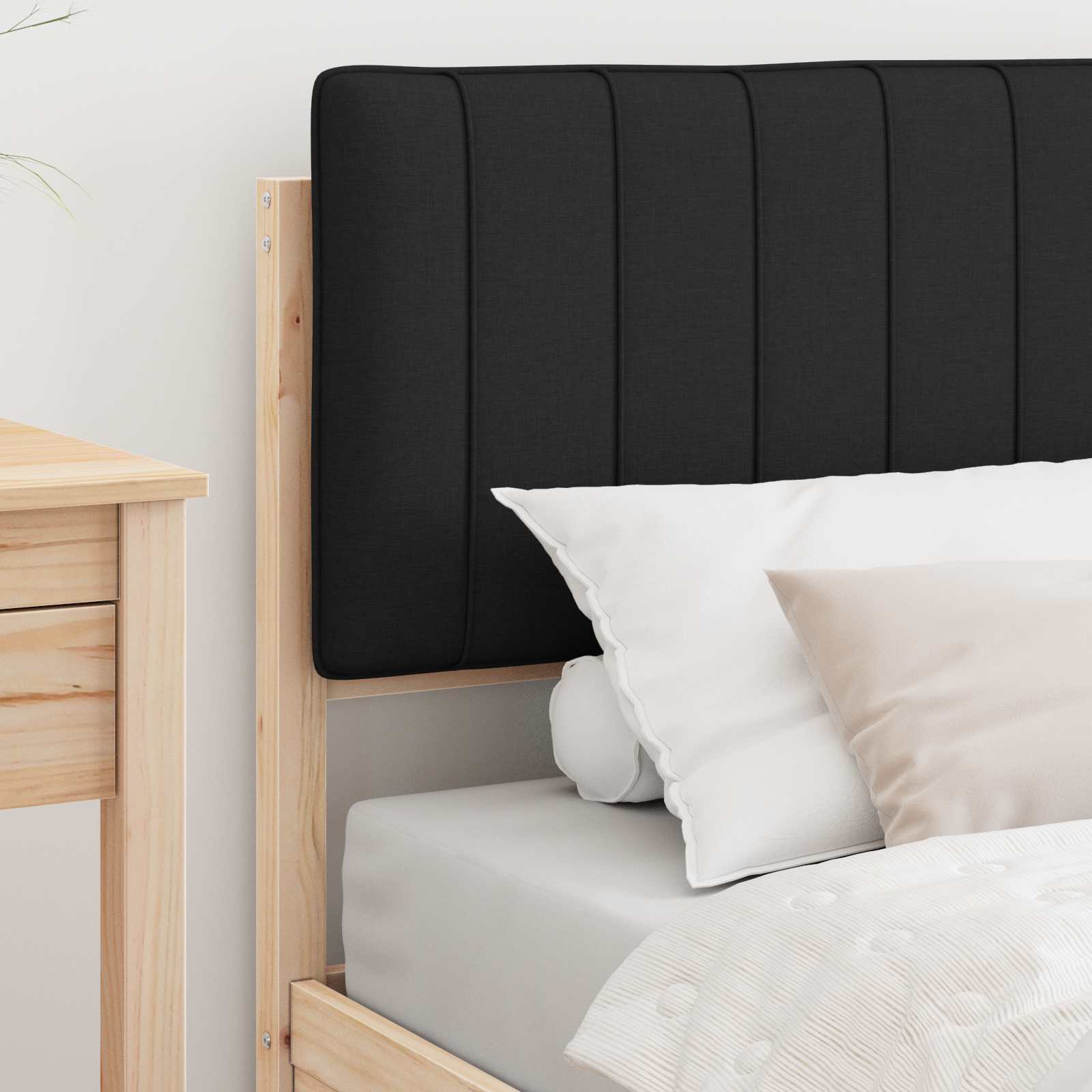 Bedframe met Gevoerd Hoofdgedeelte Zwart 90 x 190 cm is nu te koop bij PeponiXL, paradijselijk wonen!