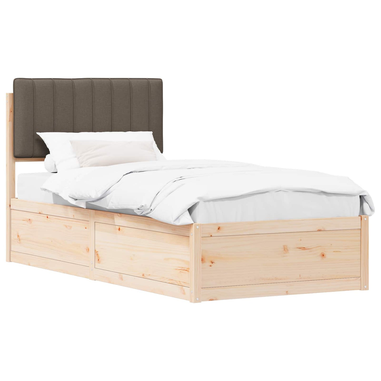 Bedframe met Gevoerd Hoofdgedeelte Taupe 90 x 190 cm is nu te koop bij PeponiXL, paradijselijk wonen!