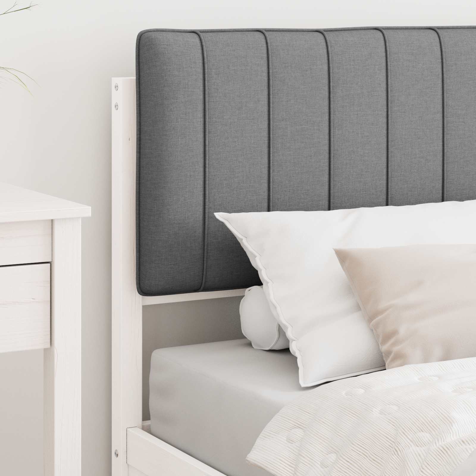 Bedframe met Gevoerd Hoofdgedeelte Lichtgrijs 90 x 190 cm is nu te koop bij PeponiXL, paradijselijk wonen!
