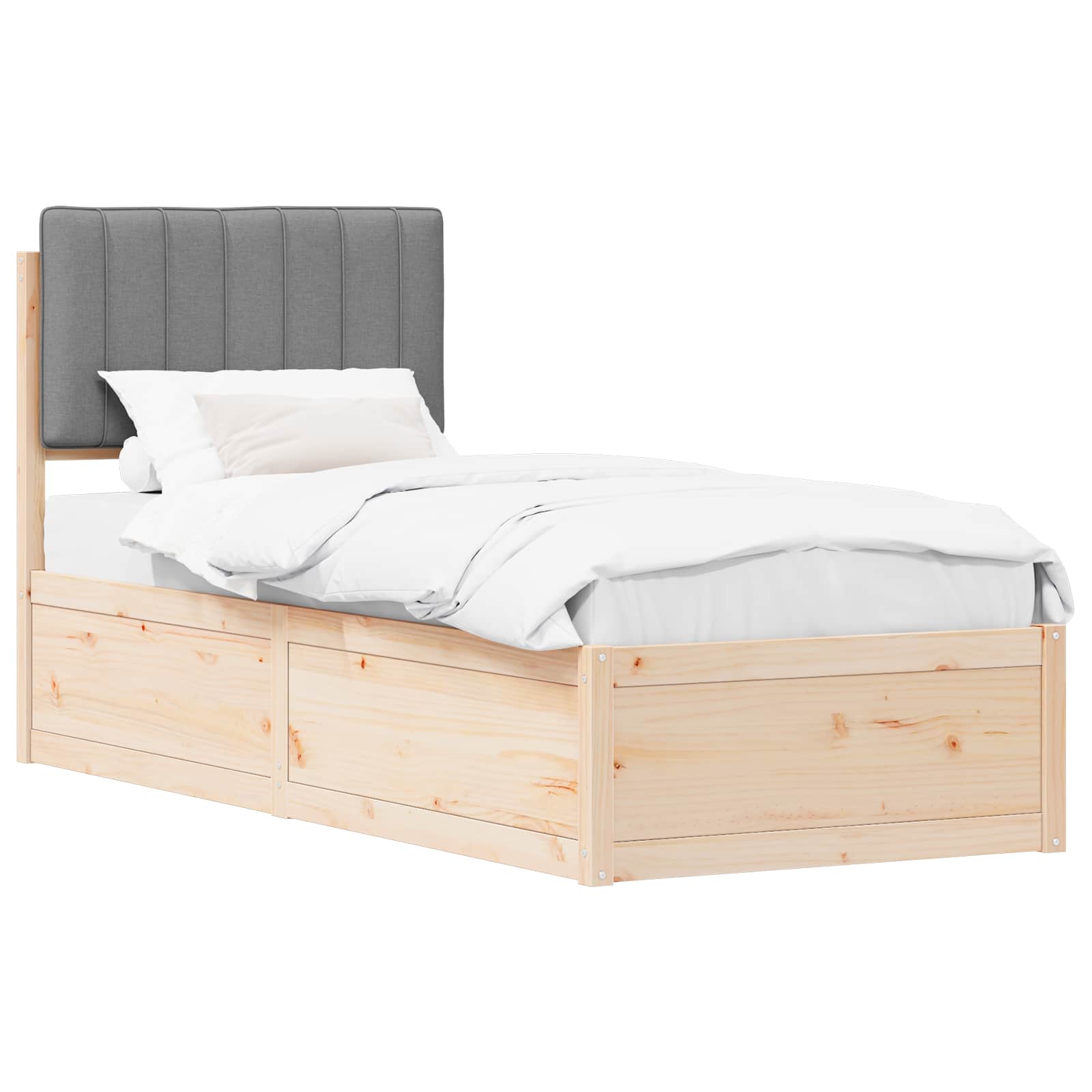 Bedframe met Gevoerd Hoofdgedeelte Lichtgrijs 75 x 190 cm is nu te koop bij PeponiXL, paradijselijk wonen!