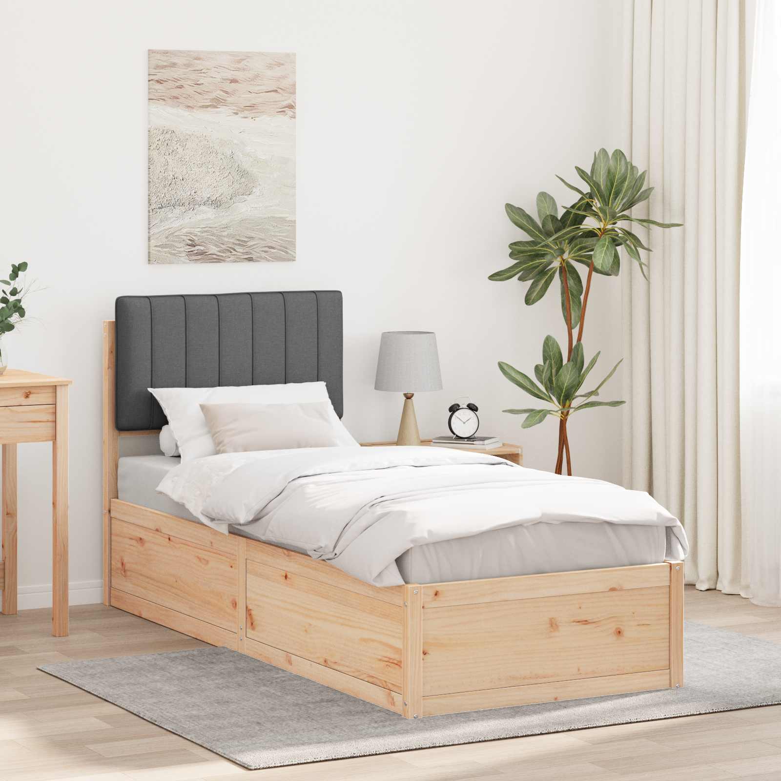Bedframe met Gevoerd Hoofdgedeelte Donkergrijs 75 x 190 cm is nu te koop bij PeponiXL, paradijselijk wonen!