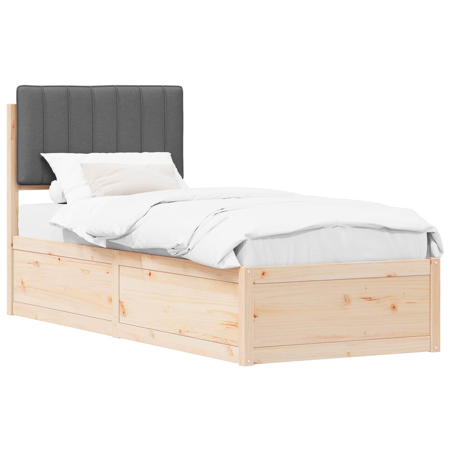 Bedframe met Gevoerd Hoofdgedeelte Donkergrijs 75 x 190 cm is nu te koop bij PeponiXL, paradijselijk wonen!