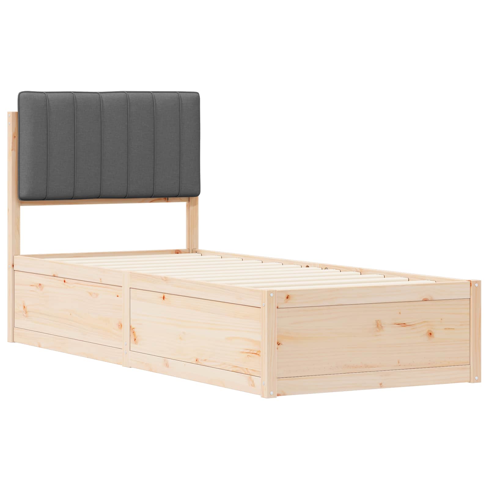 Bedframe met Gevoerd Hoofdgedeelte Donkergrijs 75 x 190 cm is nu te koop bij PeponiXL, paradijselijk wonen!