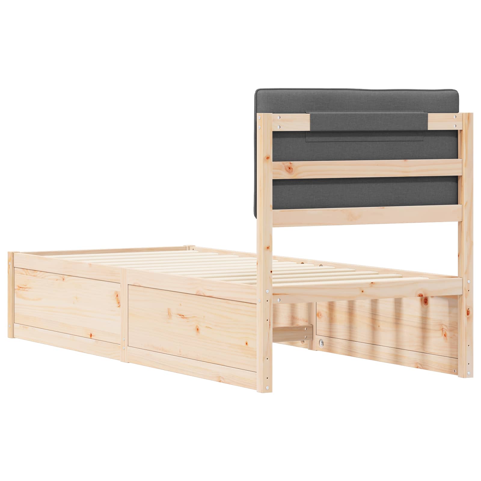 Bedframe met Gevoerd Hoofdgedeelte Donkergrijs 75 x 190 cm is nu te koop bij PeponiXL, paradijselijk wonen!