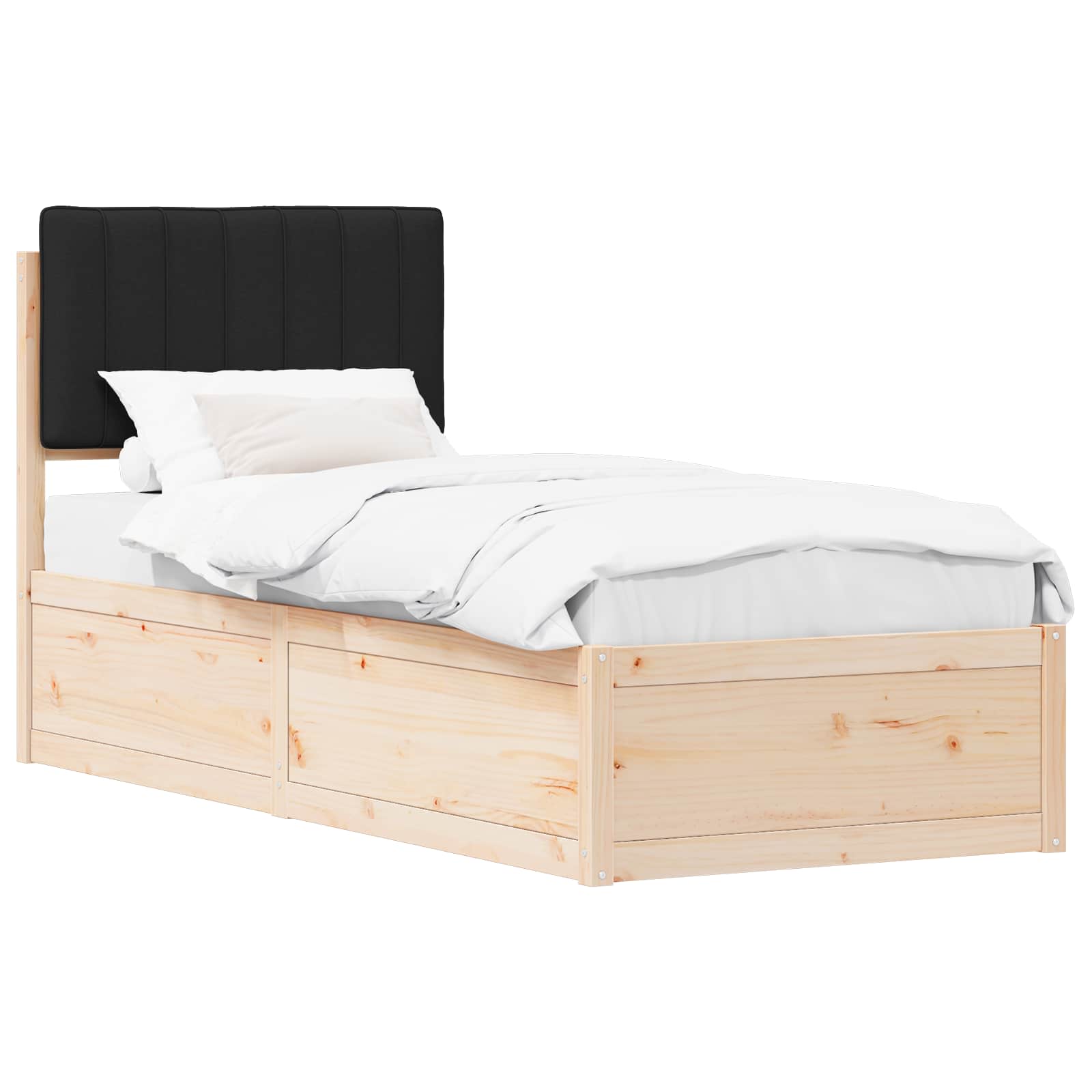 Bedframe met Gevoerd Hoofdgedeelte Zwart 75 x 190 cm is nu te koop bij PeponiXL, paradijselijk wonen!