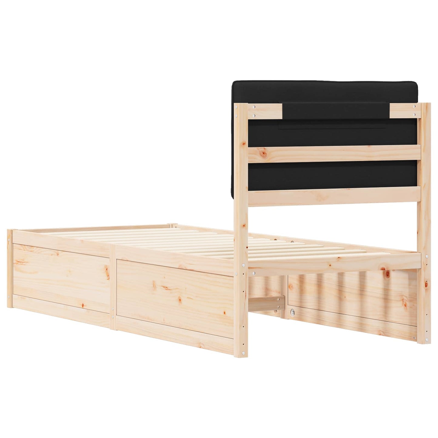 Bedframe met Gevoerd Hoofdgedeelte Zwart 75 x 190 cm is nu te koop bij PeponiXL, paradijselijk wonen!