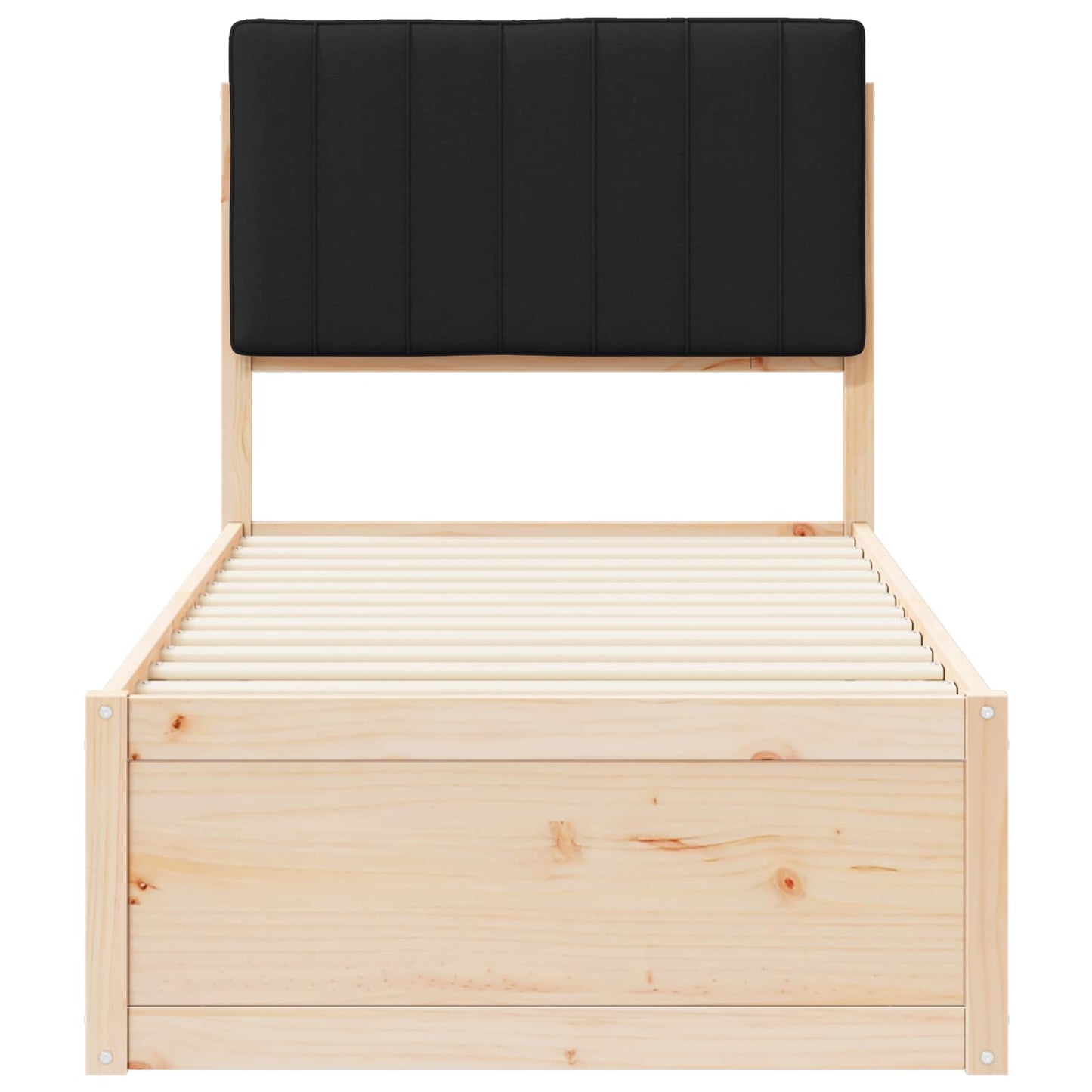 Bedframe met Gevoerd Hoofdgedeelte Zwart 75 x 190 cm is nu te koop bij PeponiXL, paradijselijk wonen!