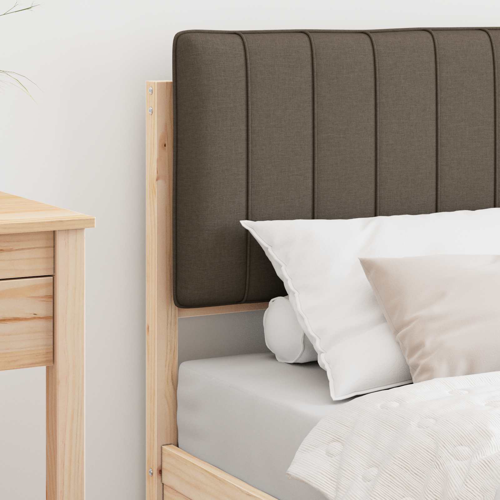 Bedframe met Gevoerd Hoofdgedeelte Taupe 75 x 190 cm is nu te koop bij PeponiXL, paradijselijk wonen!