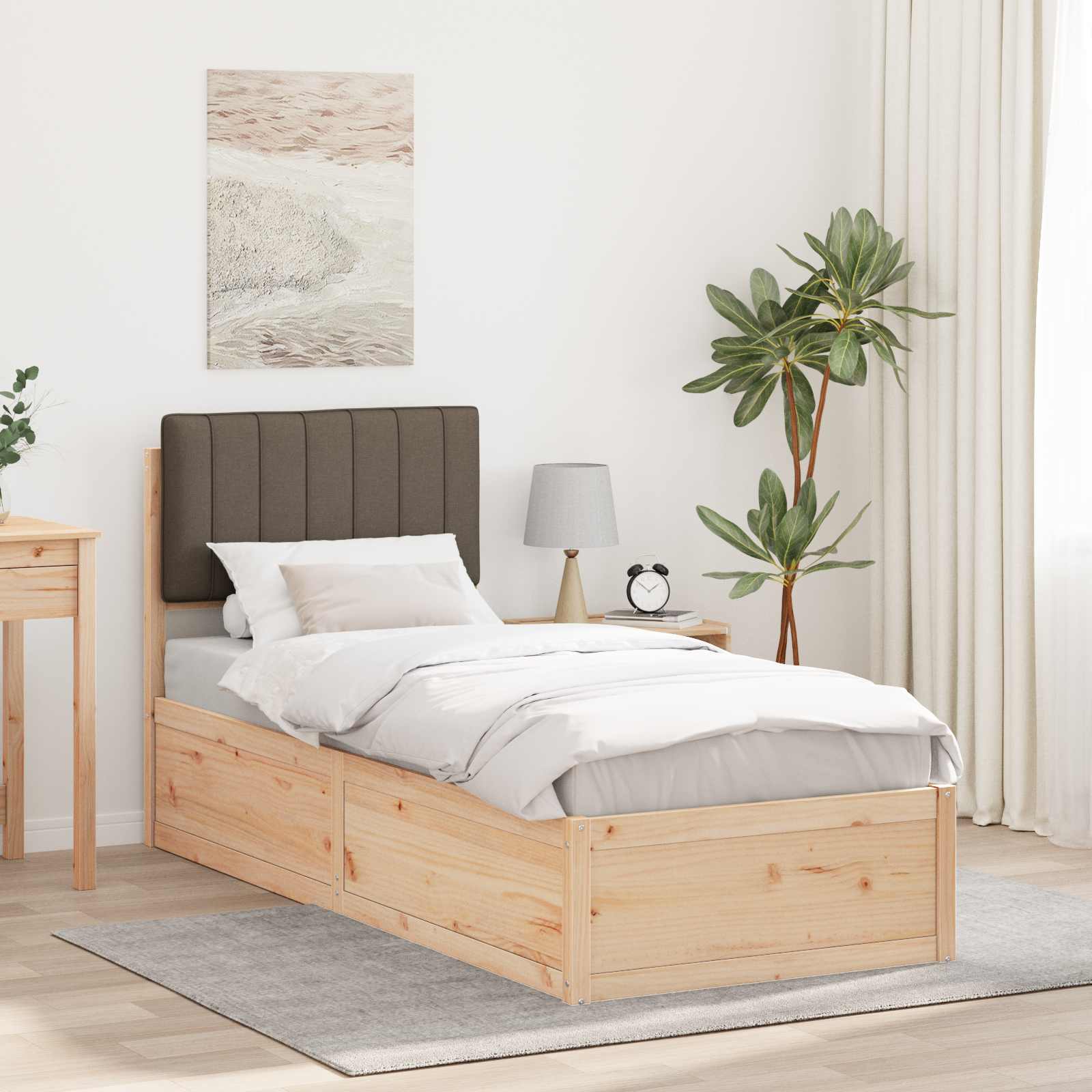 Bedframe met Gevoerd Hoofdgedeelte Taupe 75 x 190 cm is nu te koop bij PeponiXL, paradijselijk wonen!