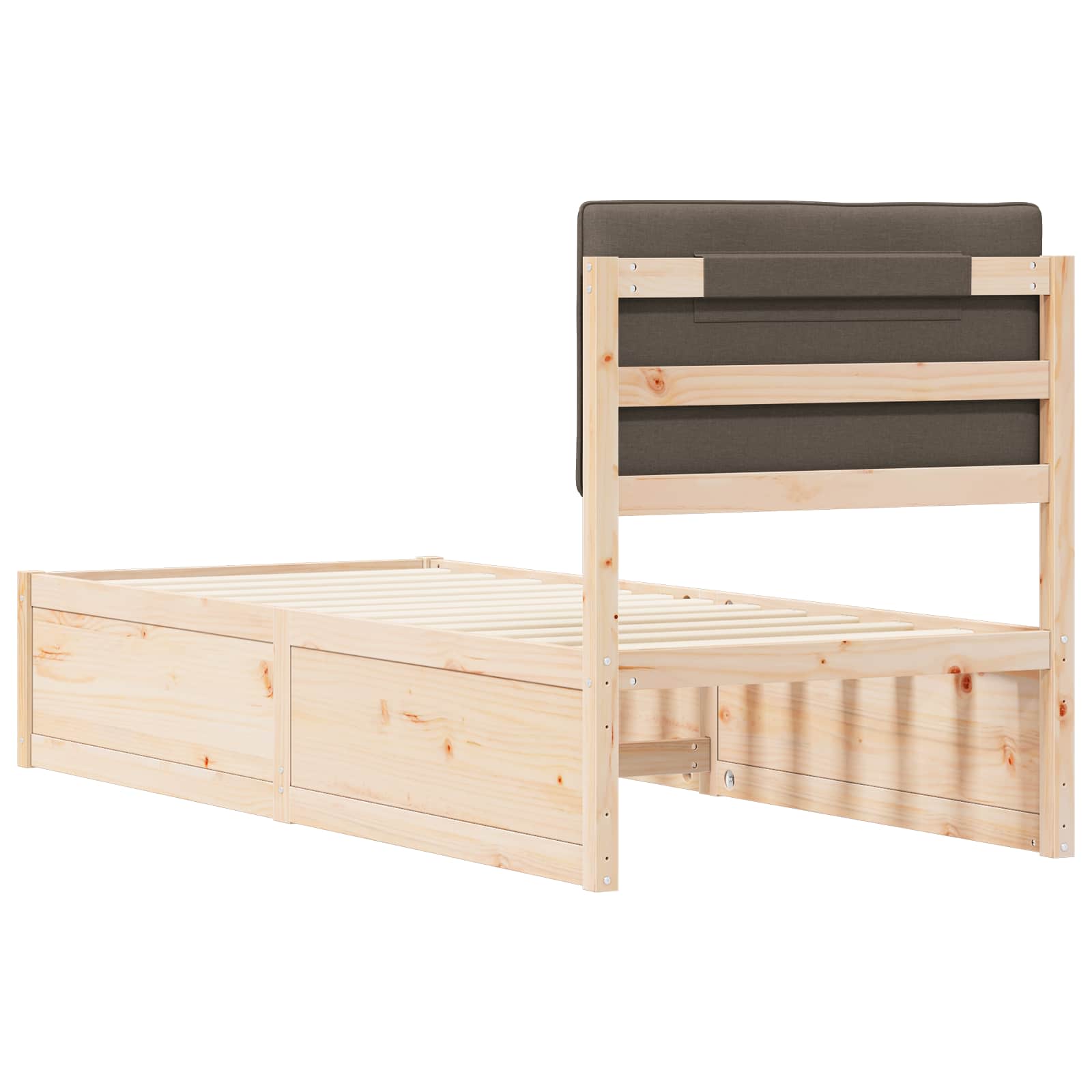 Bedframe met Gevoerd Hoofdgedeelte Taupe 75 x 190 cm is nu te koop bij PeponiXL, paradijselijk wonen!