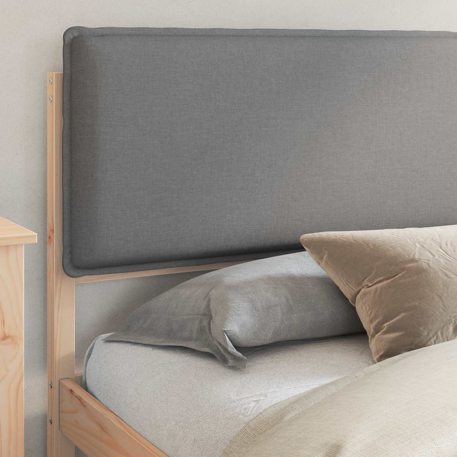 Bedframe met Gevoerd Hoofdgedeelte Lichtgrijs 180 x 200 cm is nu te koop bij PeponiXL, paradijselijk wonen!