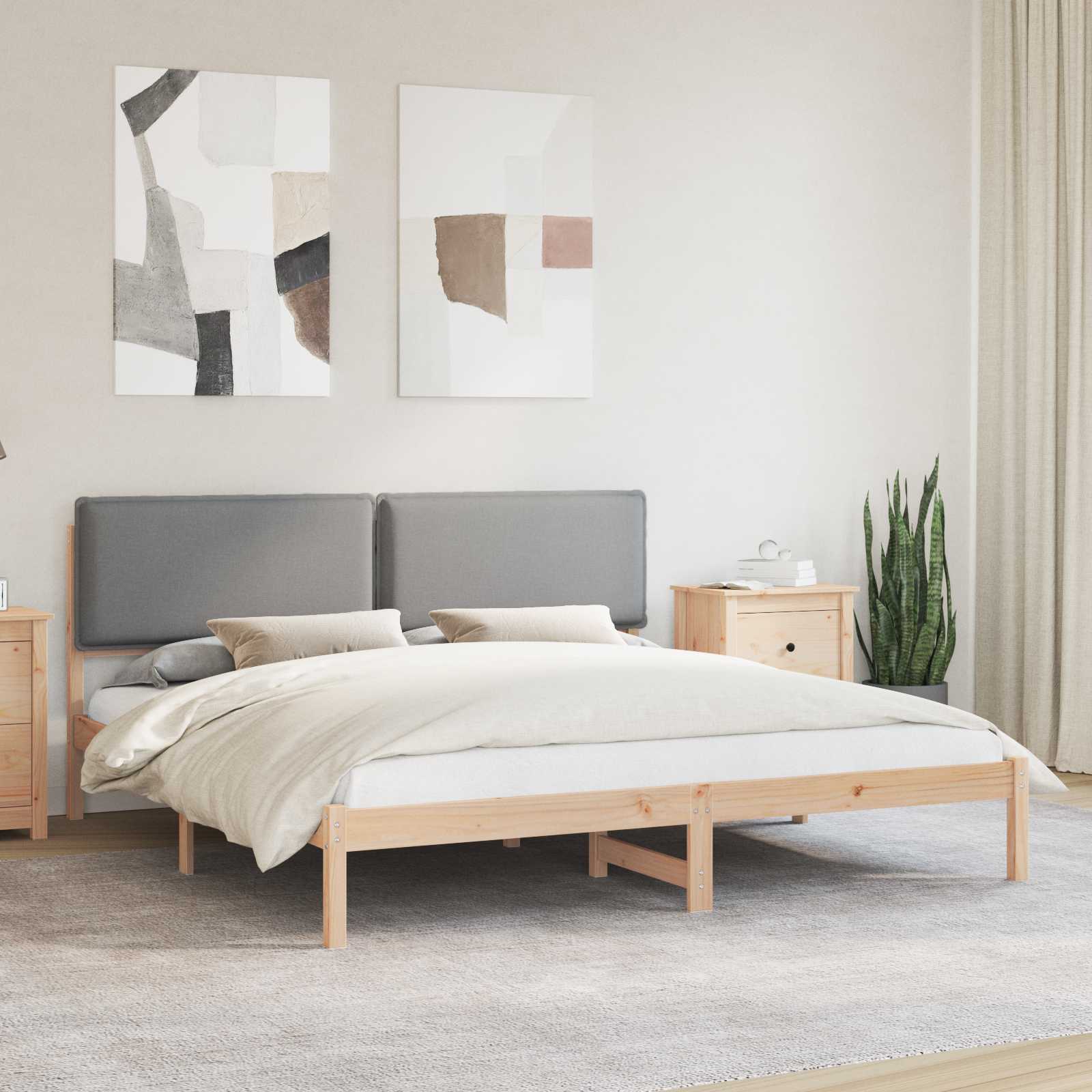 Bedframe met Gevoerd Hoofdgedeelte Lichtgrijs 180 x 200 cm is nu te koop bij PeponiXL, paradijselijk wonen!