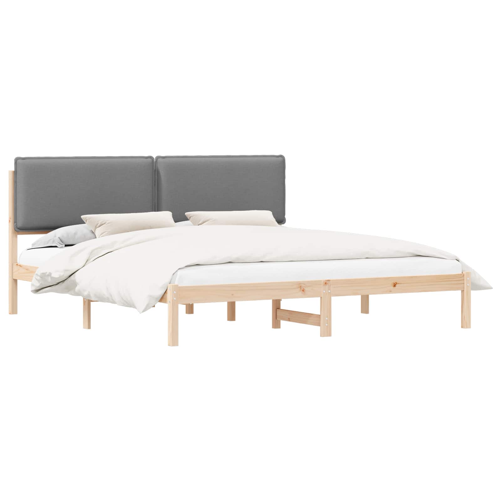 Bedframe met Gevoerd Hoofdgedeelte Lichtgrijs 180 x 200 cm is nu te koop bij PeponiXL, paradijselijk wonen!