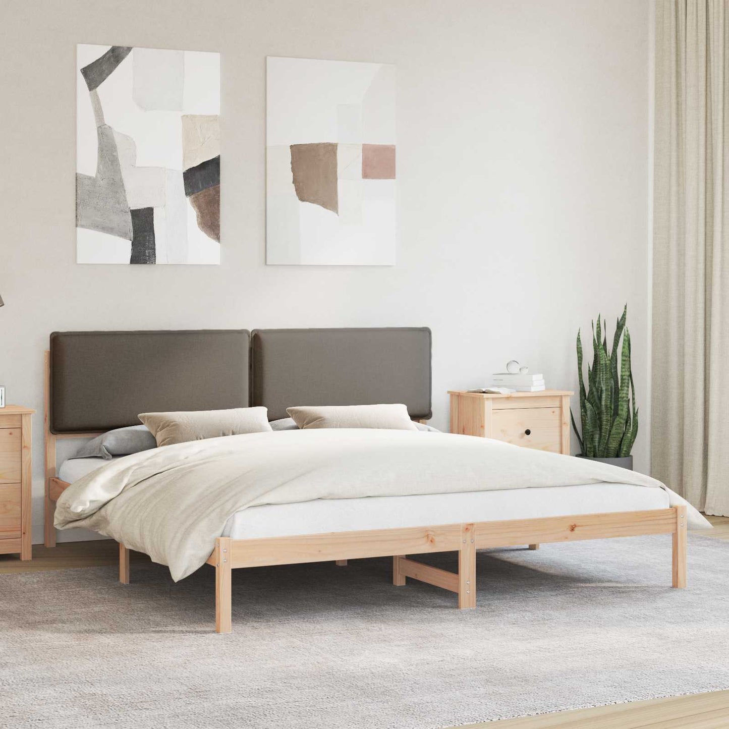 Bedframe met Gevoerd Hoofdgedeelte Taupe 180 x 200 cm is nu te koop bij PeponiXL, paradijselijk wonen!