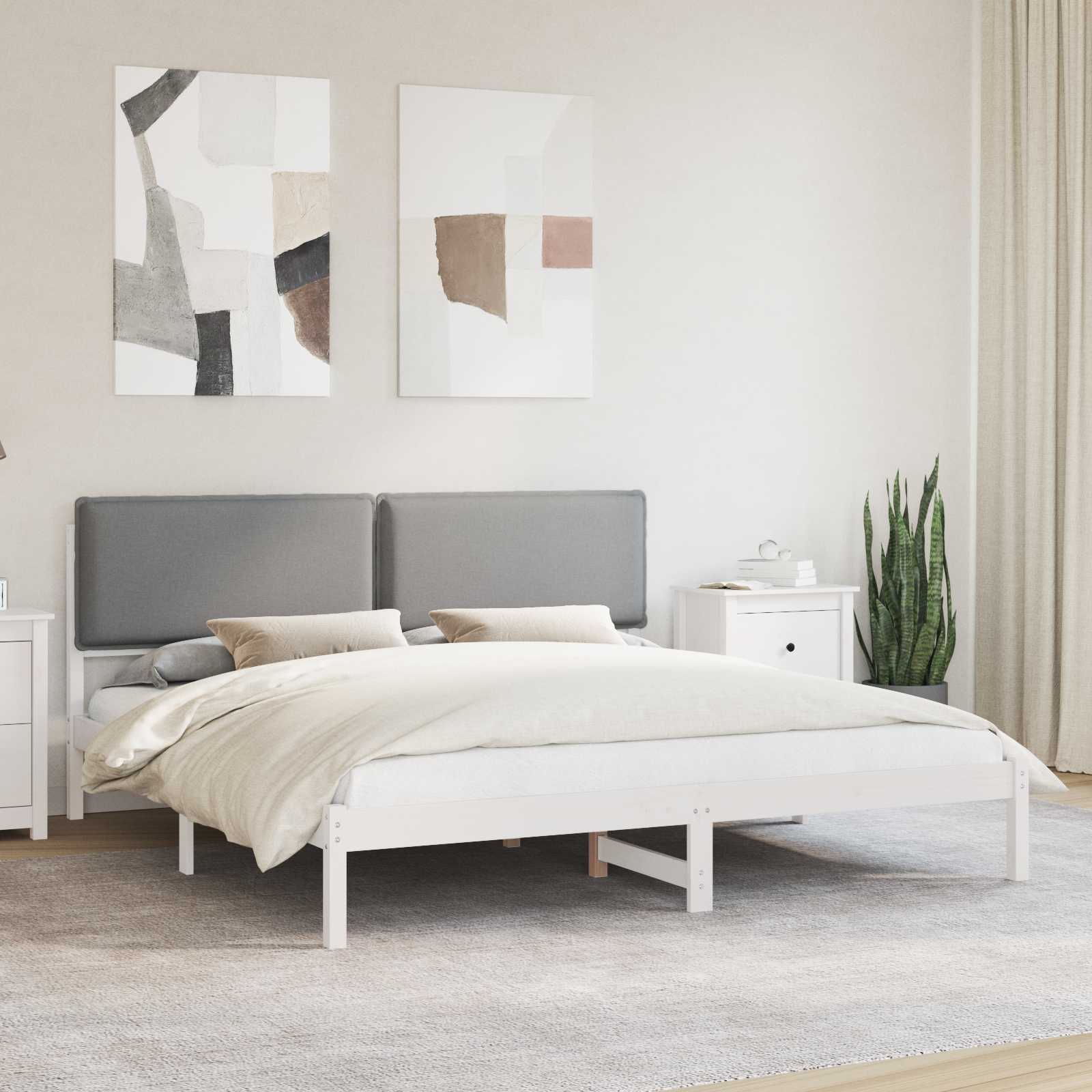 Bedframe met Gevoerd Hoofdgedeelte Lichtgrijs 180 x 200 cm is nu te koop bij PeponiXL, paradijselijk wonen!