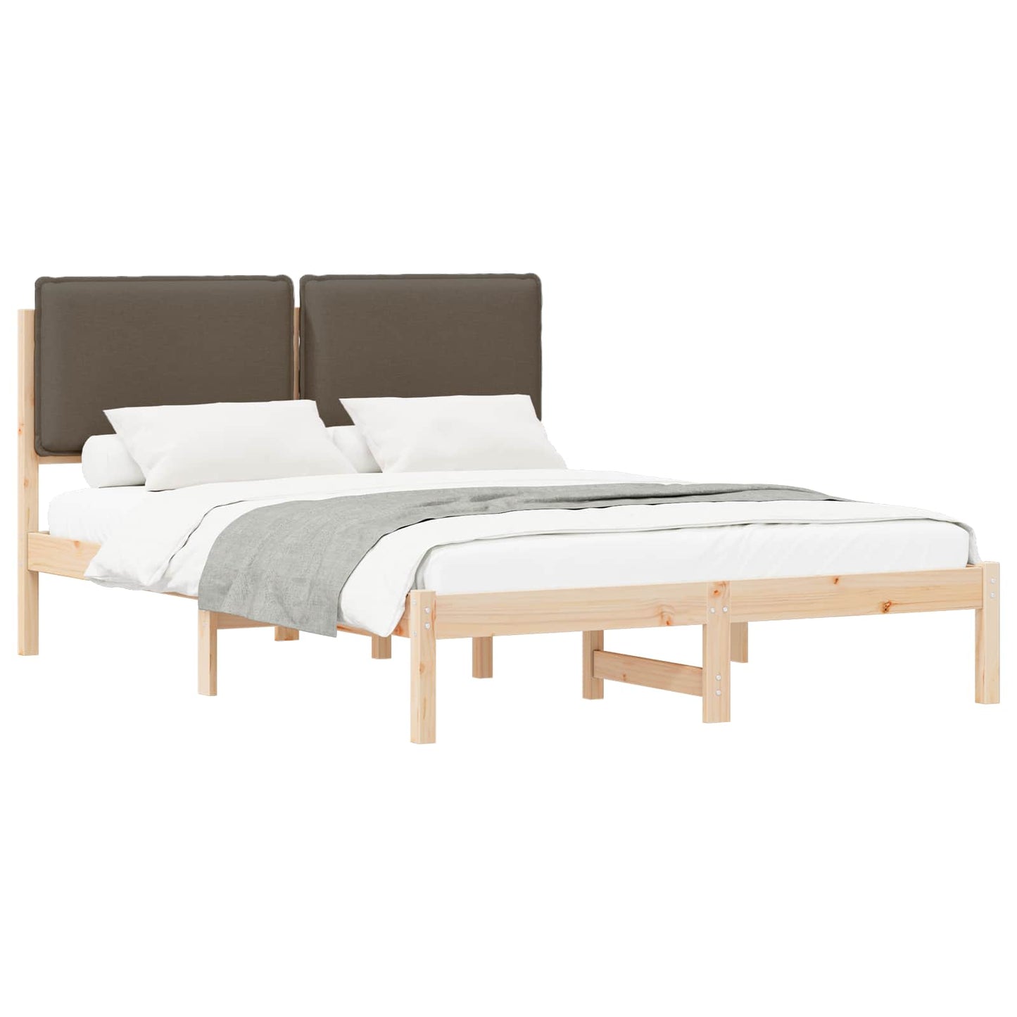 Bedframe met Gevoerd Hoofdgedeelte Taupe 150 x 200 cm is nu te koop bij PeponiXL, paradijselijk wonen!