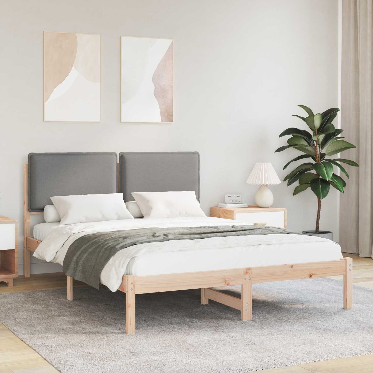 Bedframe met Gevoerd Hoofdgedeelte Lichtgrijs 140 x 200 cm is nu te koop bij PeponiXL, paradijselijk wonen!