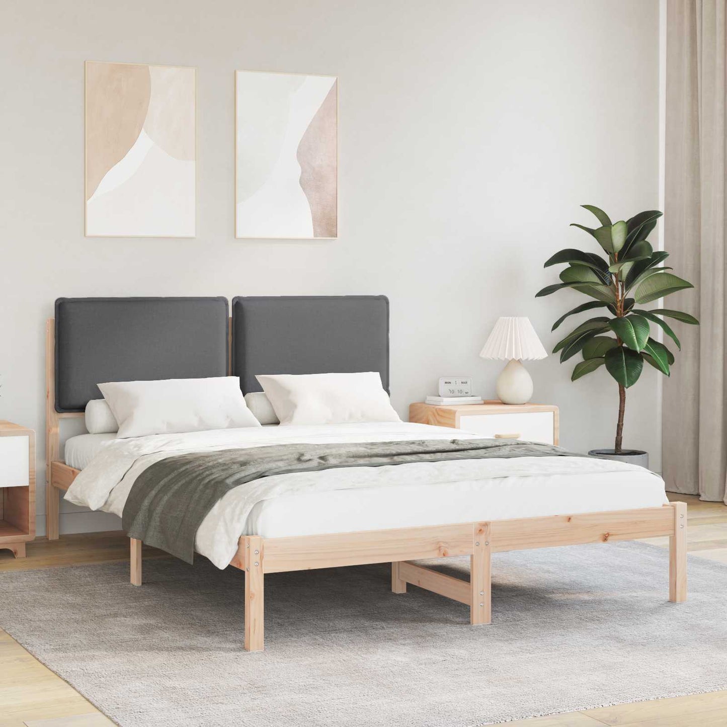 Bedframe met Gevoerd Hoofdgedeelte Donkergrijs 140 x 200 cm is nu te koop bij PeponiXL, paradijselijk wonen!
