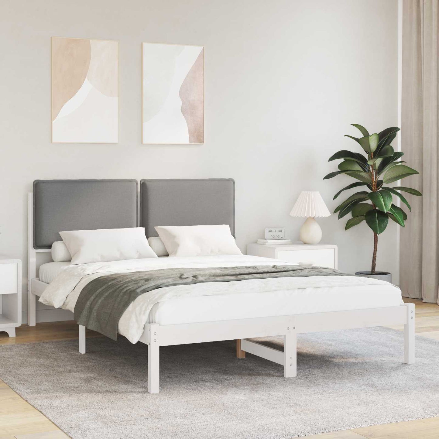 Bedframe met Gevoerd Hoofdgedeelte Lichtgrijs 140 x 200 cm is nu te koop bij PeponiXL, paradijselijk wonen!