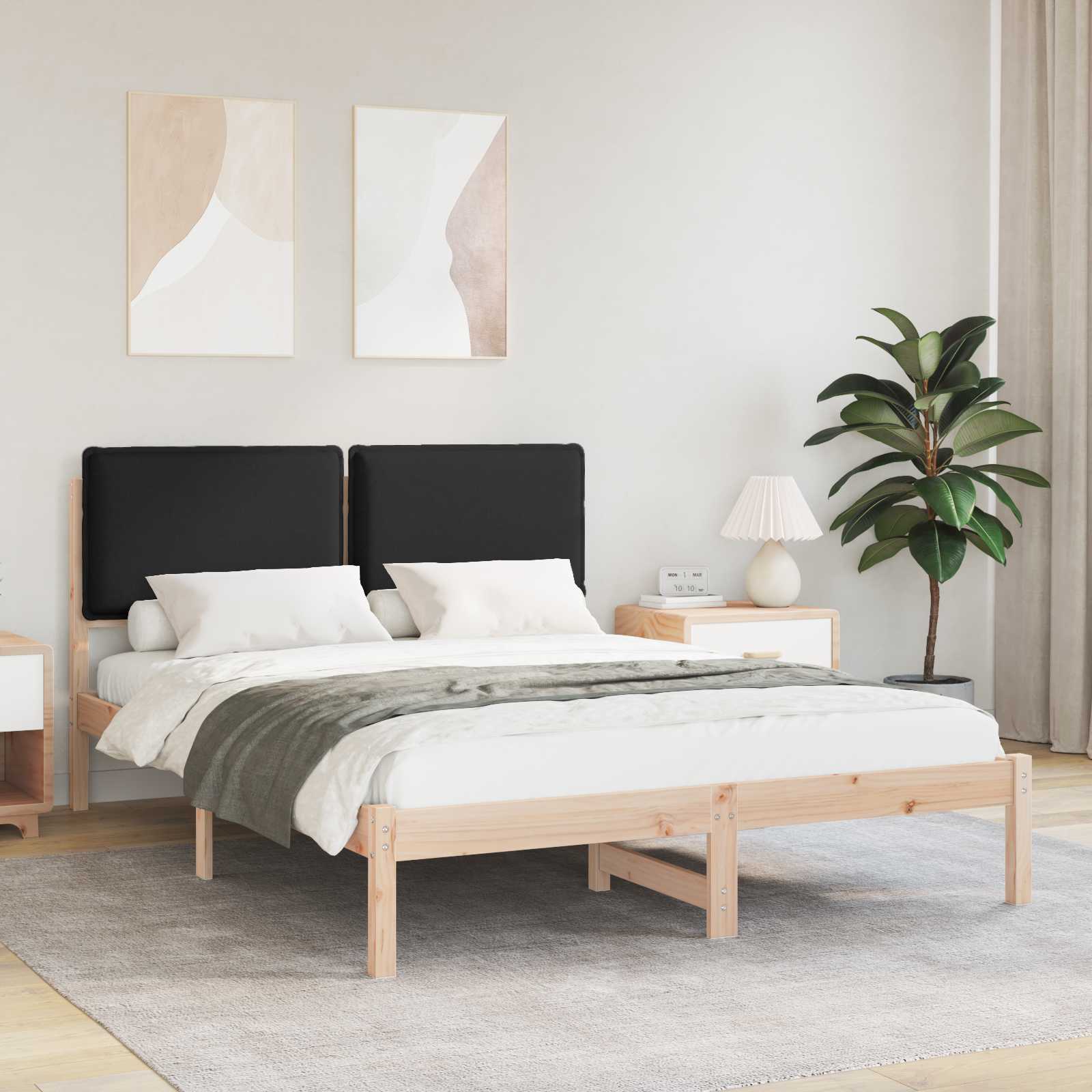 Bedframe met Gevoerd Hoofdgedeelte Zwart 120 x 200 cm is nu te koop bij PeponiXL, paradijselijk wonen!