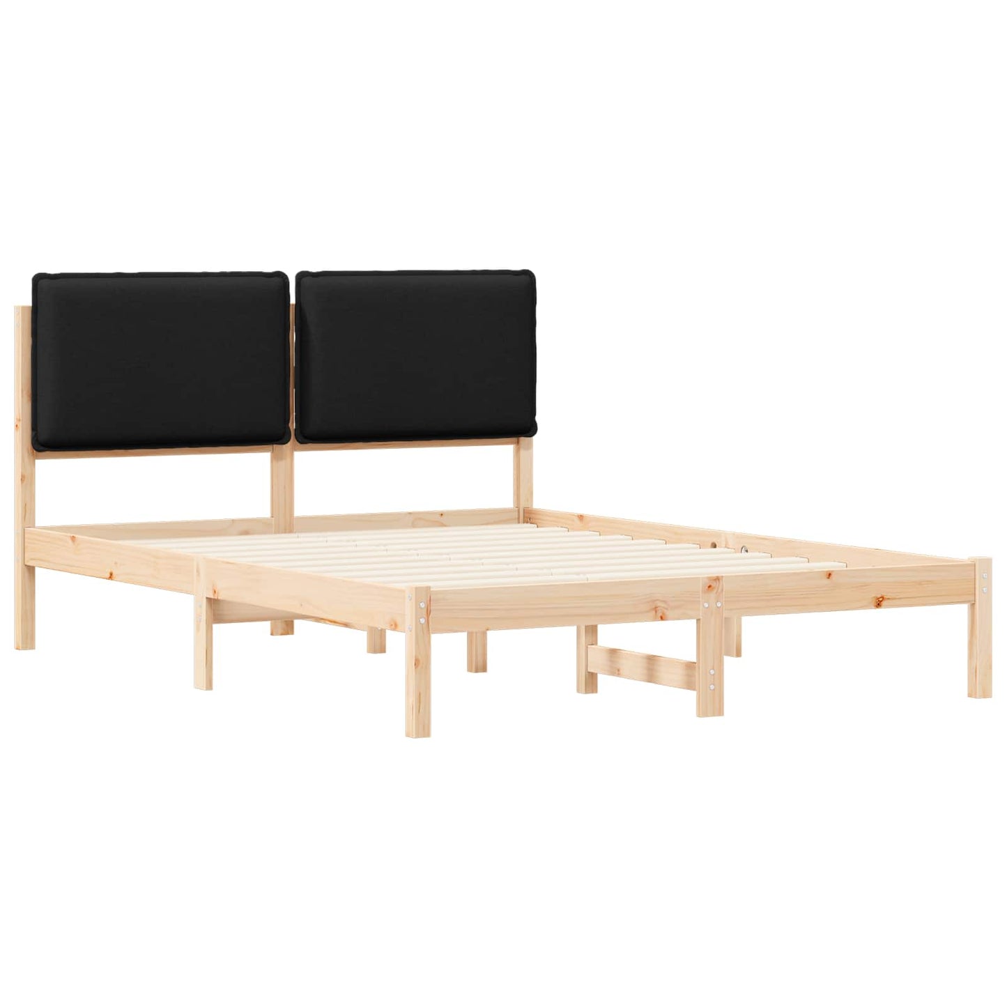Bedframe met Gevoerd Hoofdgedeelte Zwart 140 x 190 cm is nu te koop bij PeponiXL, paradijselijk wonen!