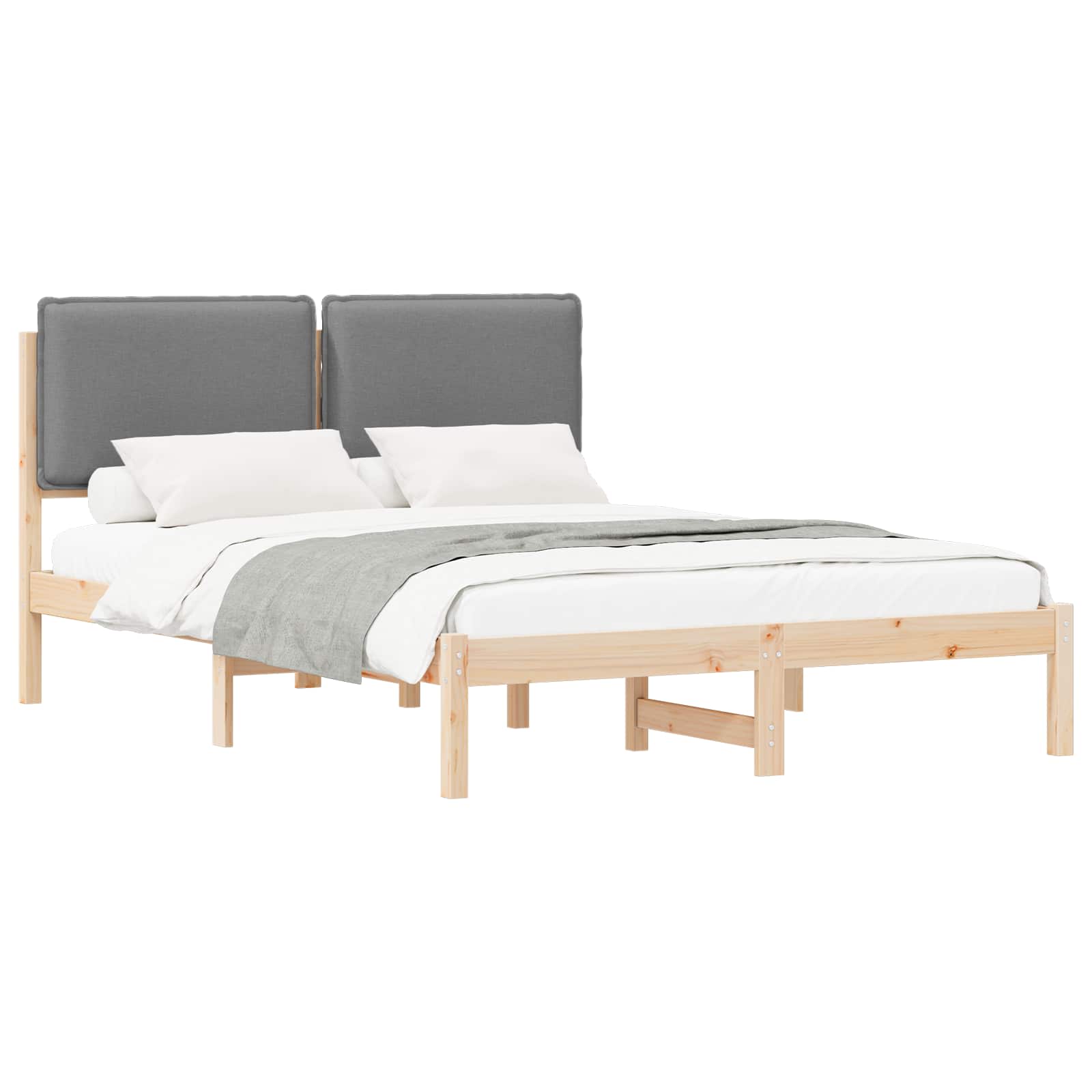 Bedframe met Gevoerd Hoofdgedeelte Lichtgrijs 135 x 190 cm is nu te koop bij PeponiXL, paradijselijk wonen!