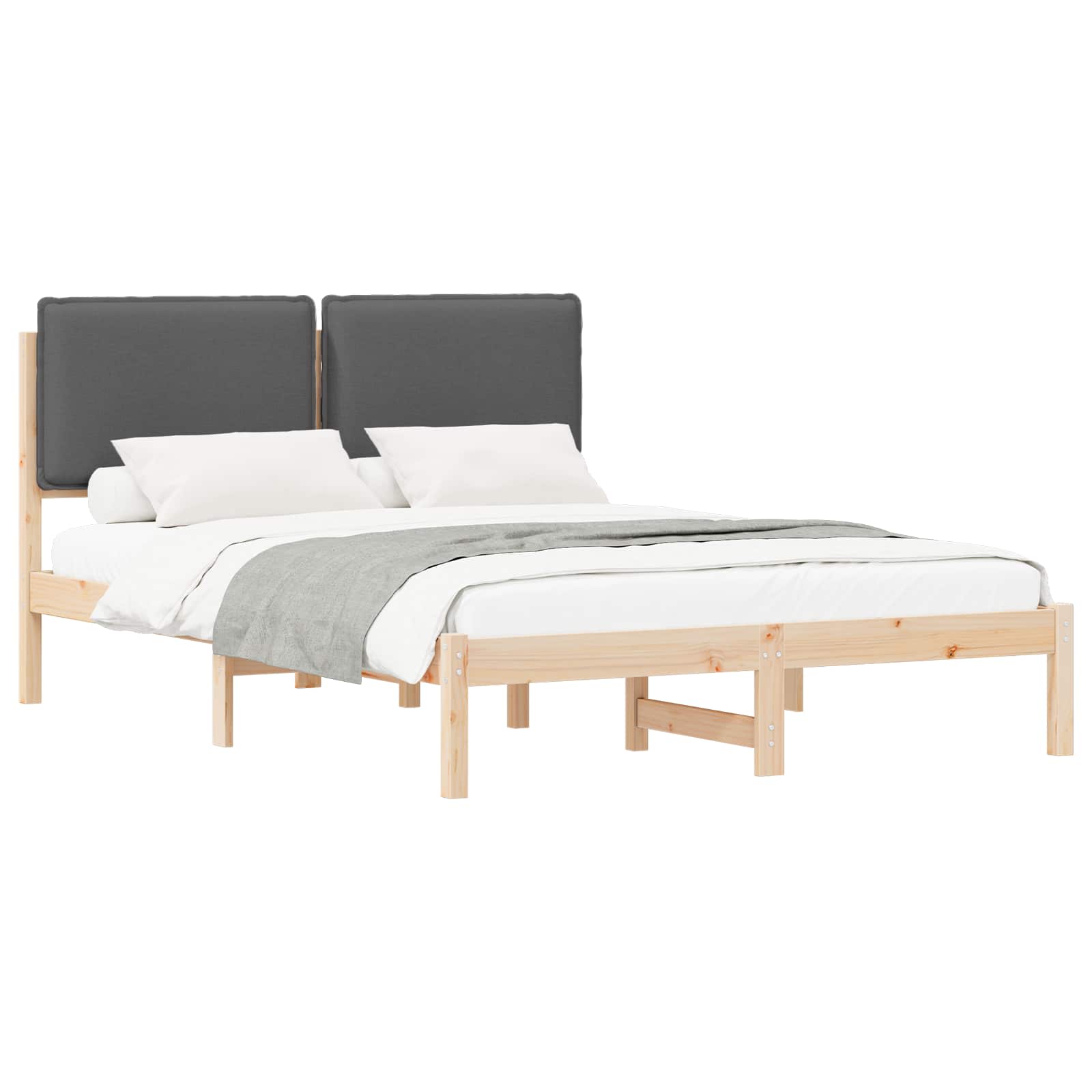 Bedframe met Gevoerd Hoofdgedeelte Donkergrijs 135 x 190 cm is nu te koop bij PeponiXL, paradijselijk wonen!