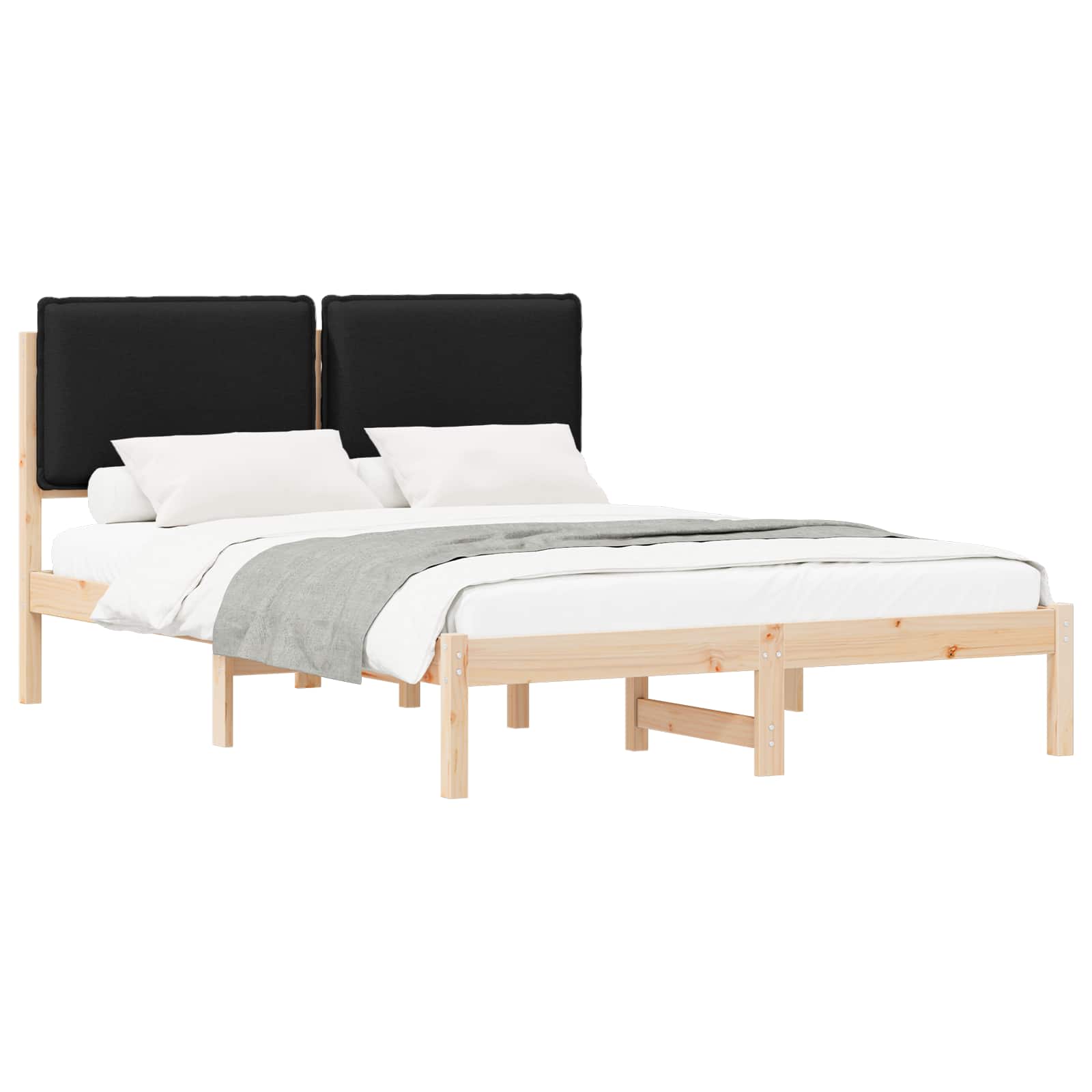 Bedframe met Gevoerd Hoofdgedeelte Zwart 135 x 190 cm is nu te koop bij PeponiXL, paradijselijk wonen!
