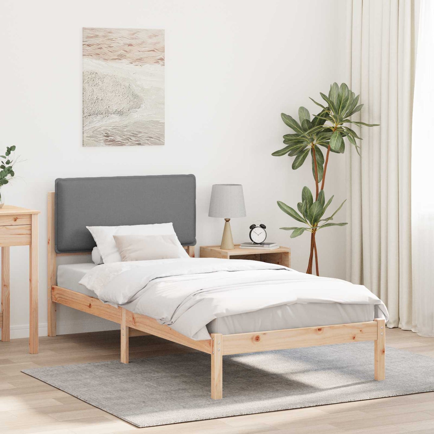 Bedframe met Gevoerd Hoofdgedeelte Lichtgrijs 80 x 200 cm is nu te koop bij PeponiXL, paradijselijk wonen!