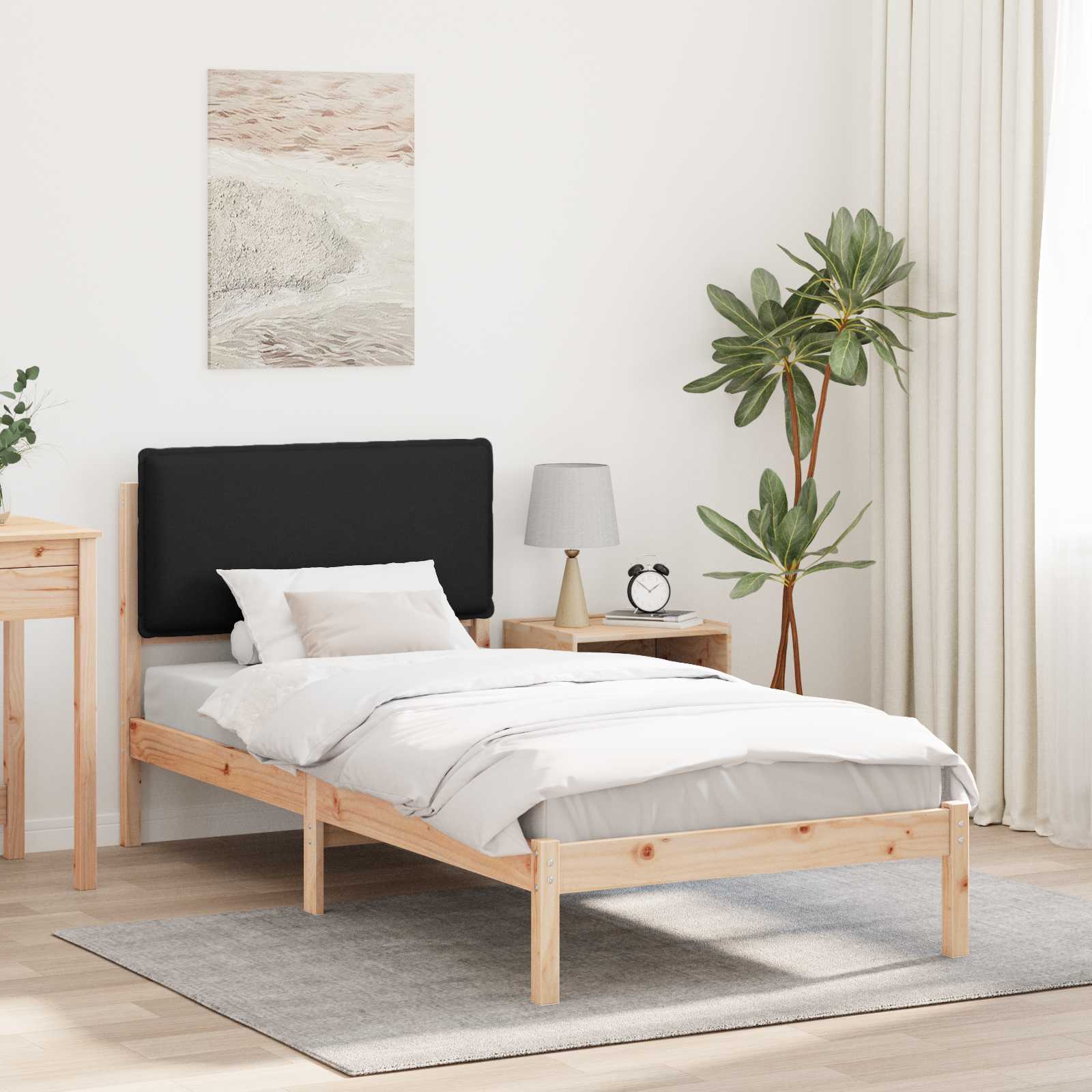 Bedframe met Gevoerd Hoofdgedeelte Zwart 80 x 200 cm is nu te koop bij PeponiXL, paradijselijk wonen!