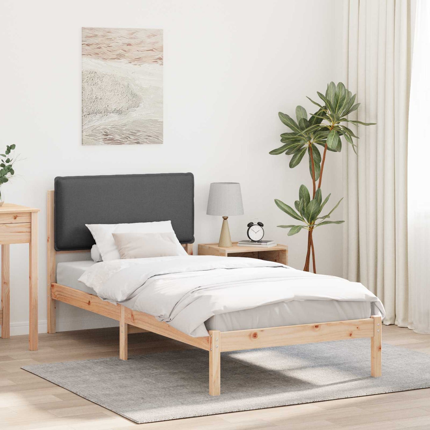 Bedframe met Gevoerd Hoofdgedeelte Donkergrijs 90 x 190 cm is nu te koop bij PeponiXL, paradijselijk wonen!
