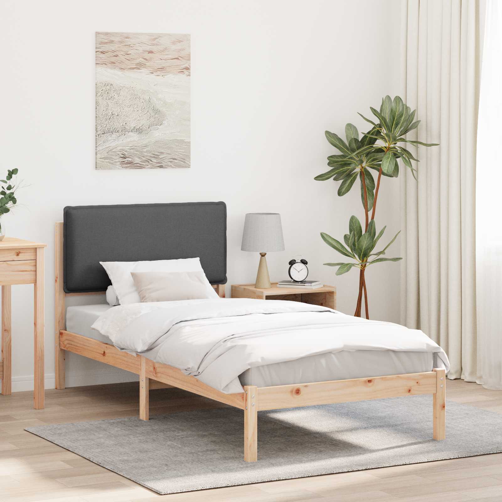 Bedframe met Gevoerd Hoofdgedeelte Donkergrijs 90 x 190 cm is nu te koop bij PeponiXL, paradijselijk wonen!