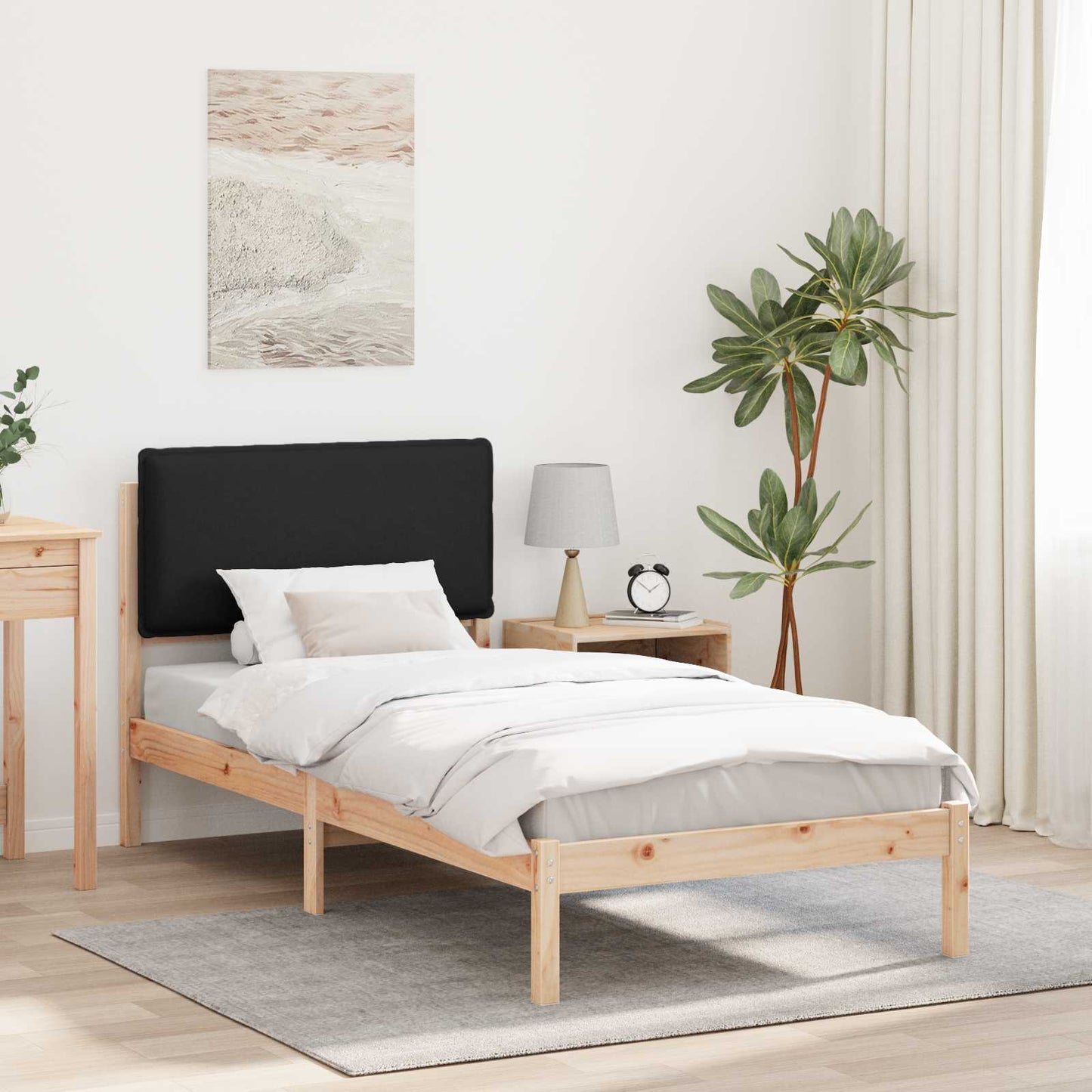 Bedframe met Gevoerd Hoofdgedeelte Zwart 90 x 190 cm is nu te koop bij PeponiXL, paradijselijk wonen!