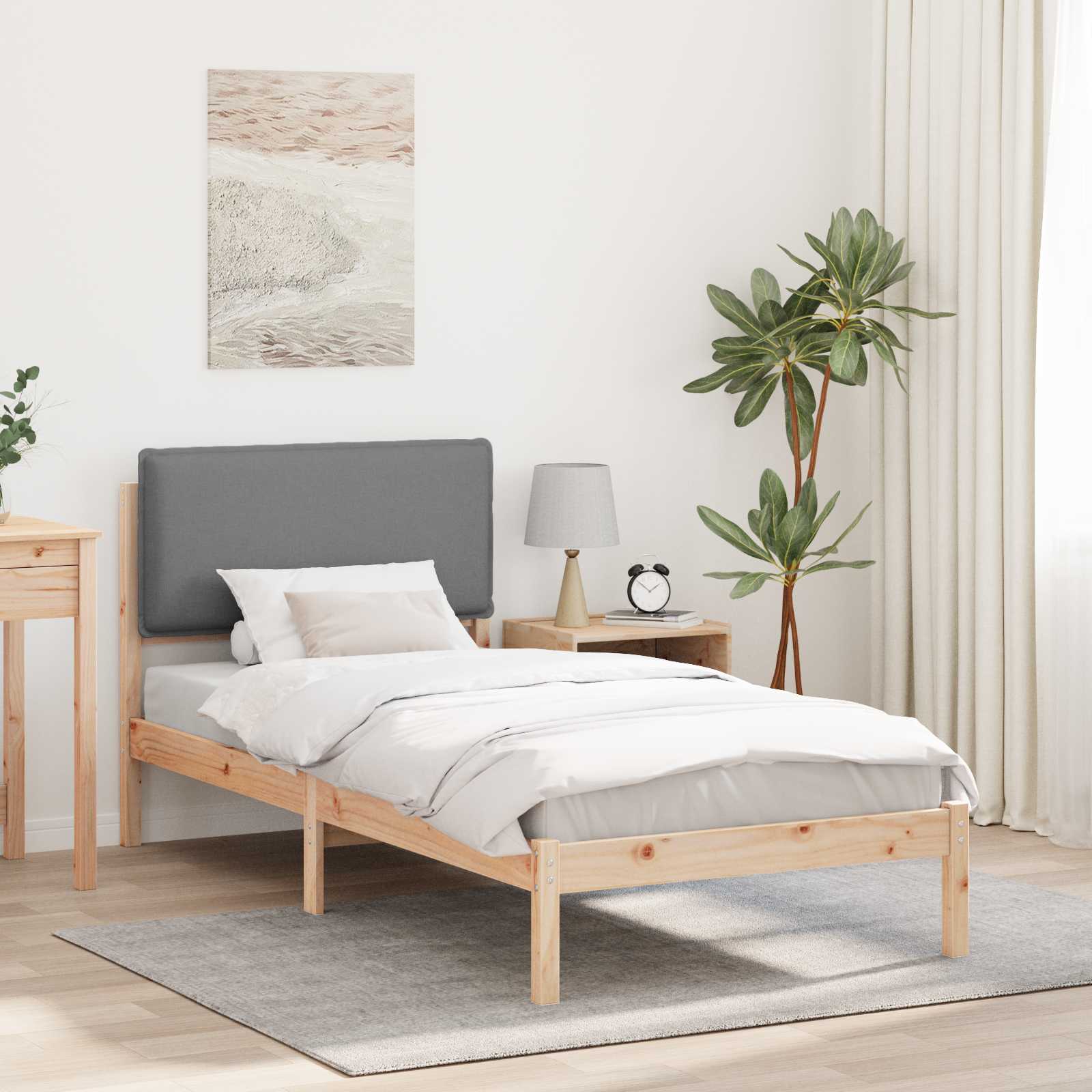 Bedframe met Gevoerd Hoofdgedeelte Lichtgrijs 75 x 190 cm is nu te koop bij PeponiXL, paradijselijk wonen!
