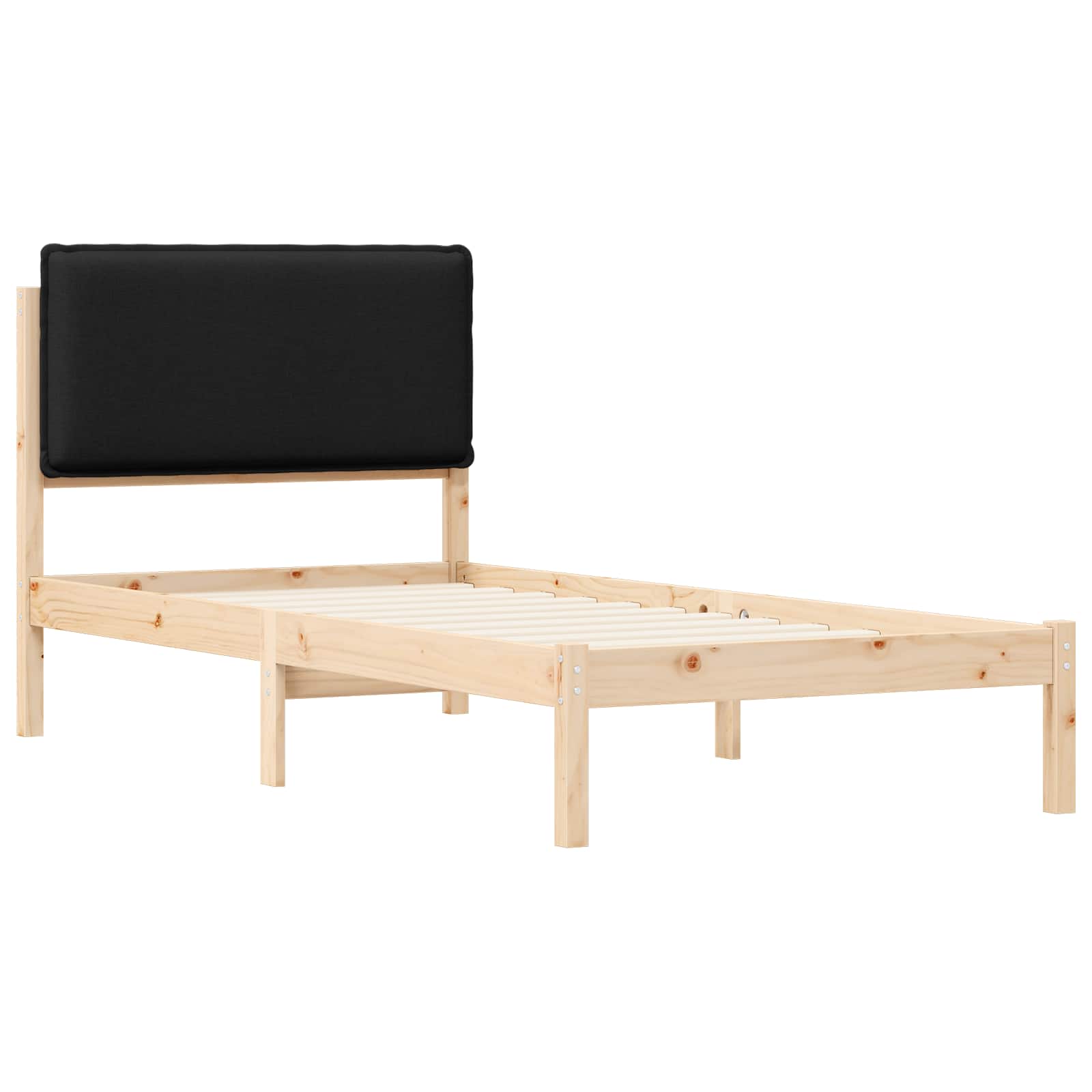 Bedframe met Gevoerd Hoofdgedeelte Zwart 75 x 190 cm is nu te koop bij PeponiXL, paradijselijk wonen!