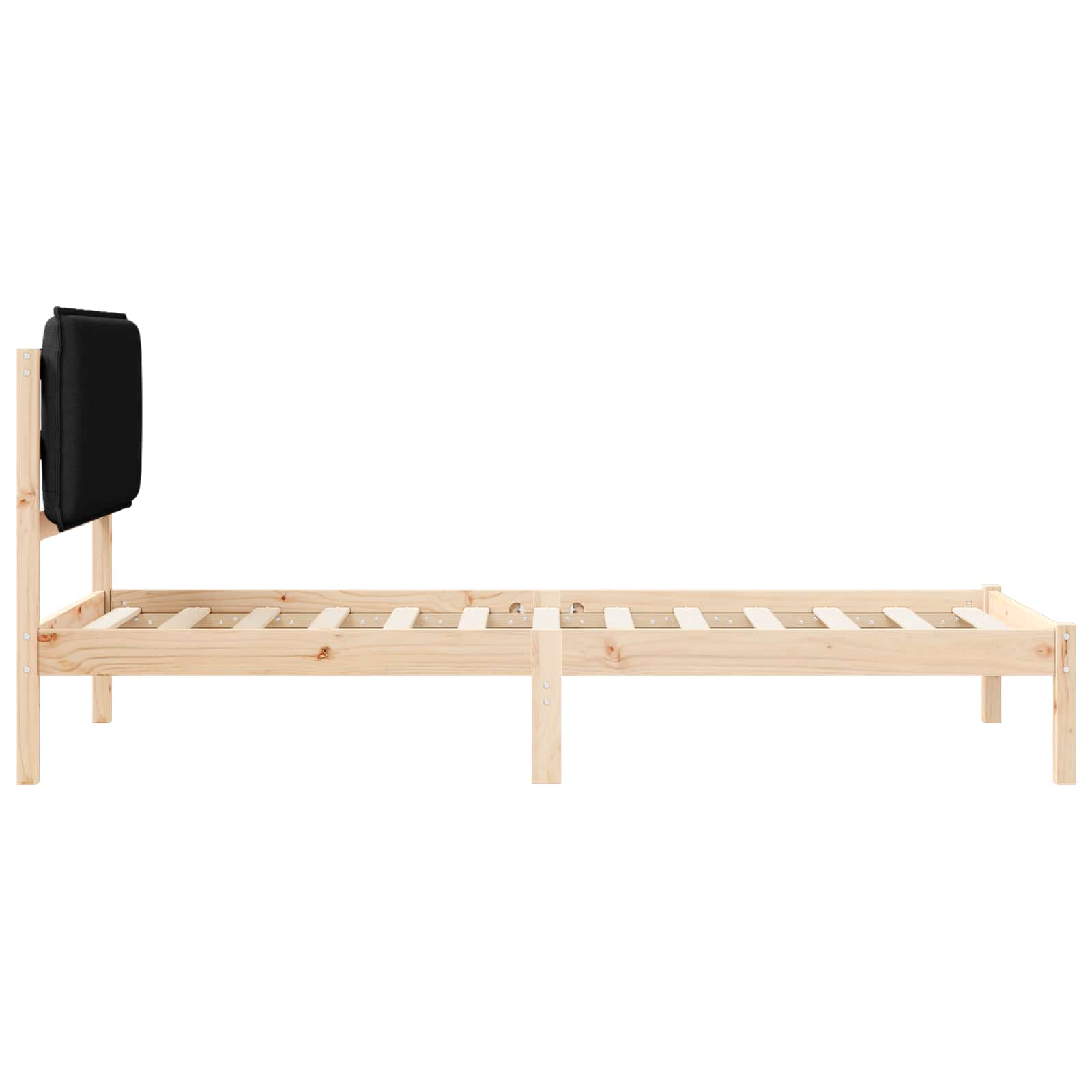 Bedframe met Gevoerd Hoofdgedeelte Zwart 75 x 190 cm is nu te koop bij PeponiXL, paradijselijk wonen!